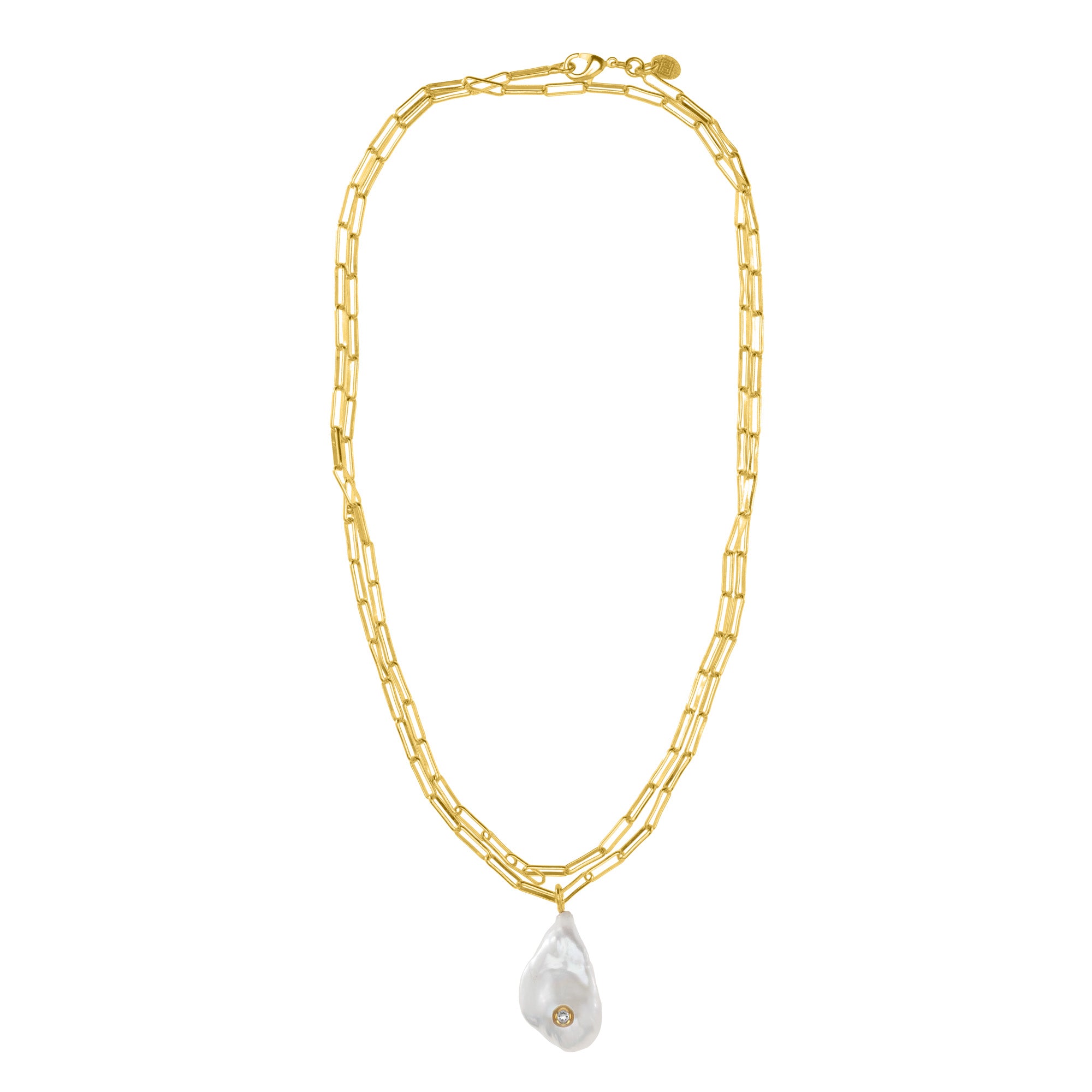 Paperclip Chain With Baroque Pearl Necklace: The Payton