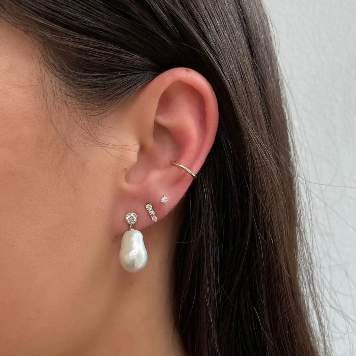 The Brianne: White Topaz & Baroque Pearl Earring