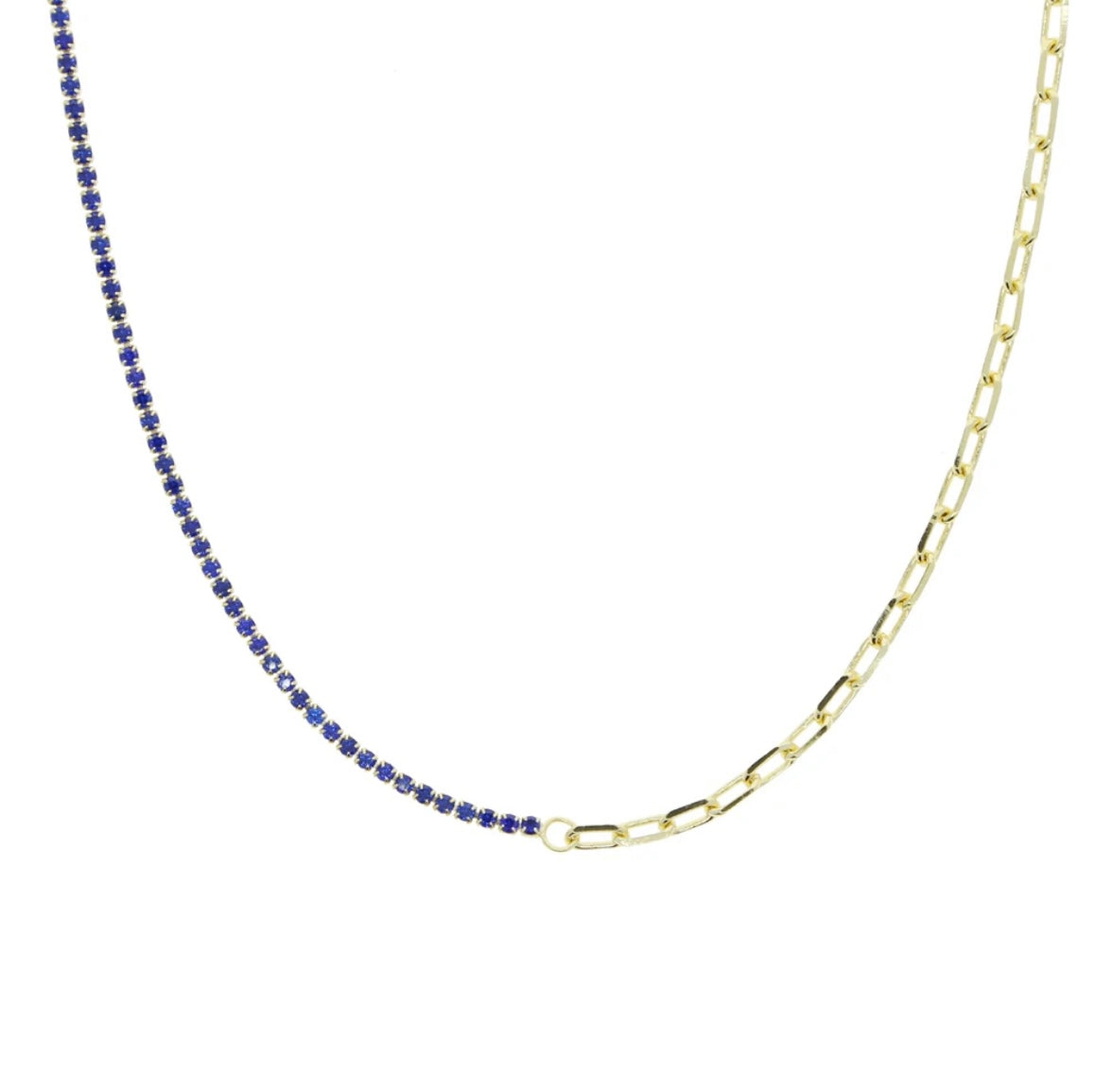 5 For 60% Off - 18k Gold Vermeil Half Link Half Gemstone Necklace: The Felicia