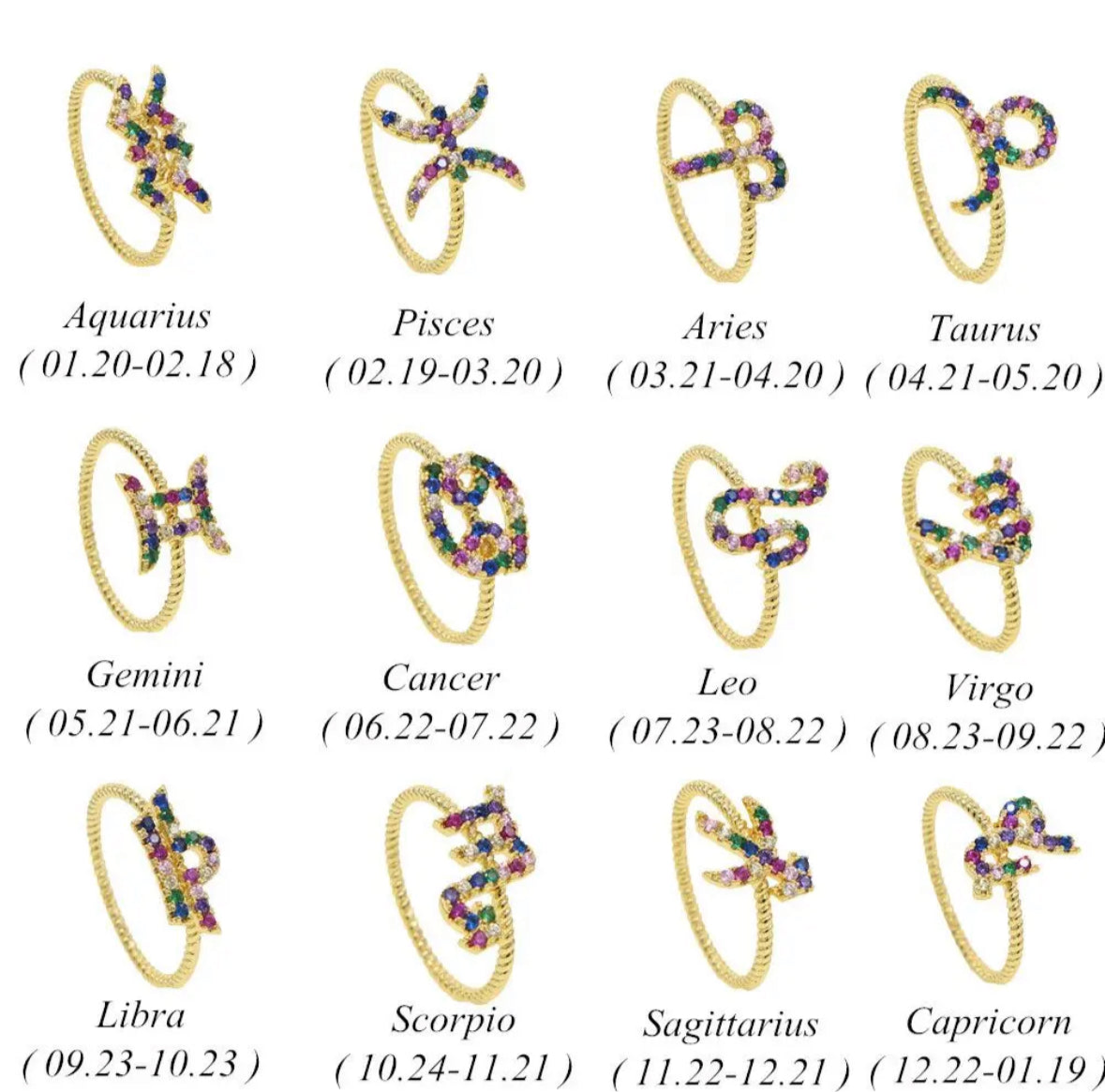 Zodiac Multi Stone Rings