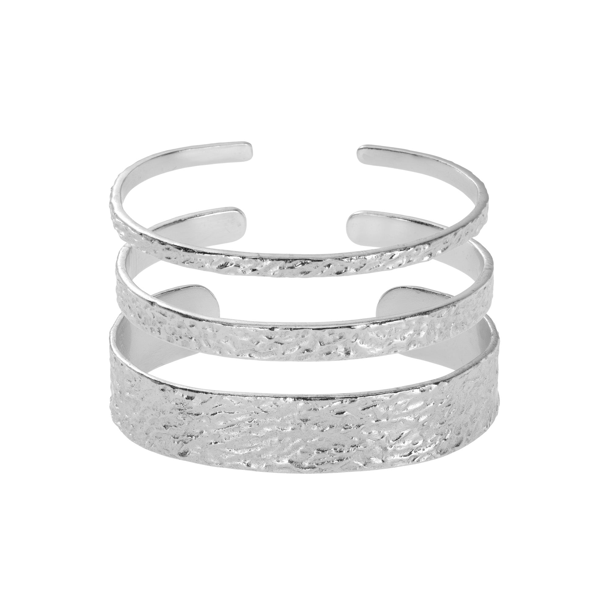 3 piece hammered cuff stack: The Rayna