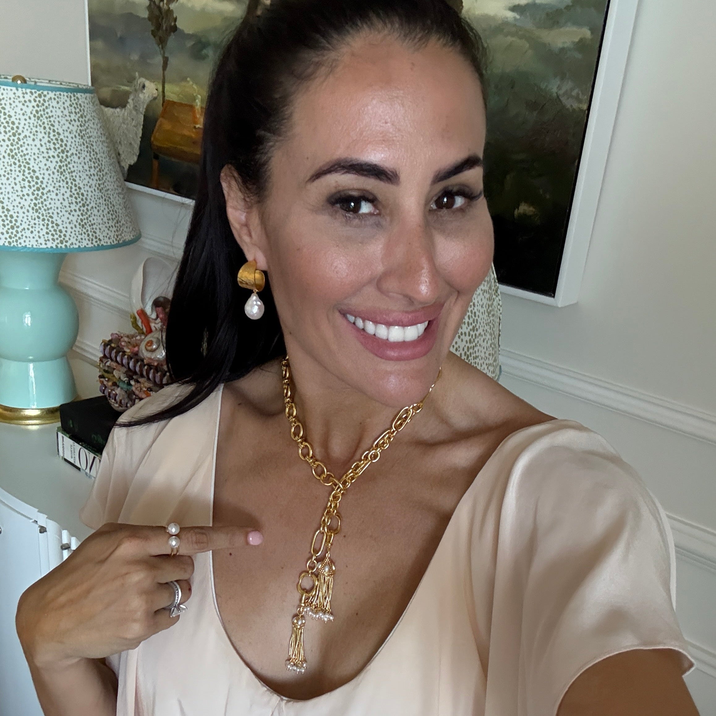 The Odessa: Metal Tassel & Pearl Charm