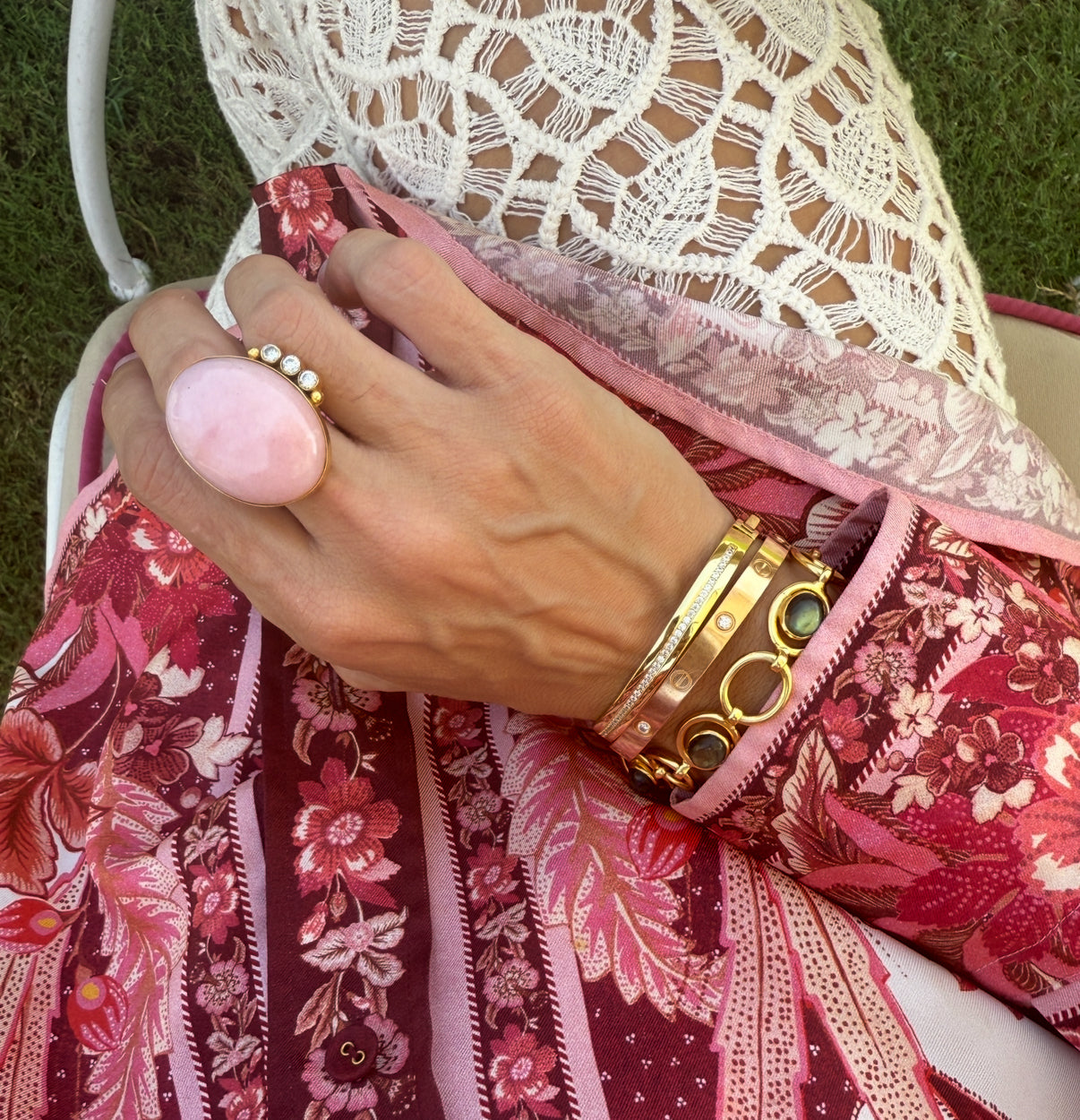 Gold Bangle With White Topaz: The Emily