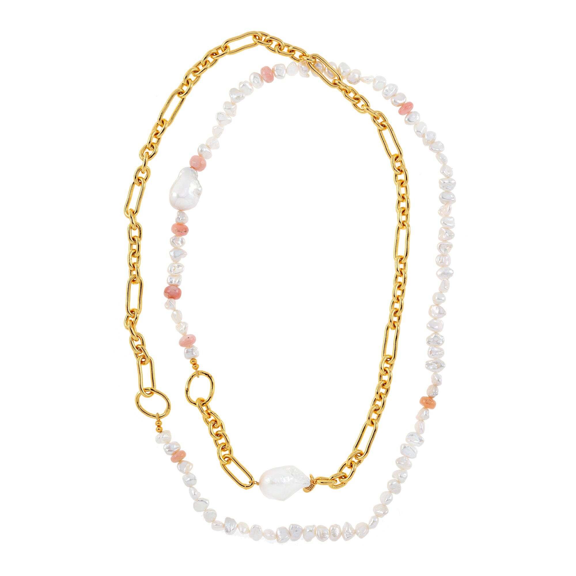 Link & Natural Pearl Necklace: The Greta