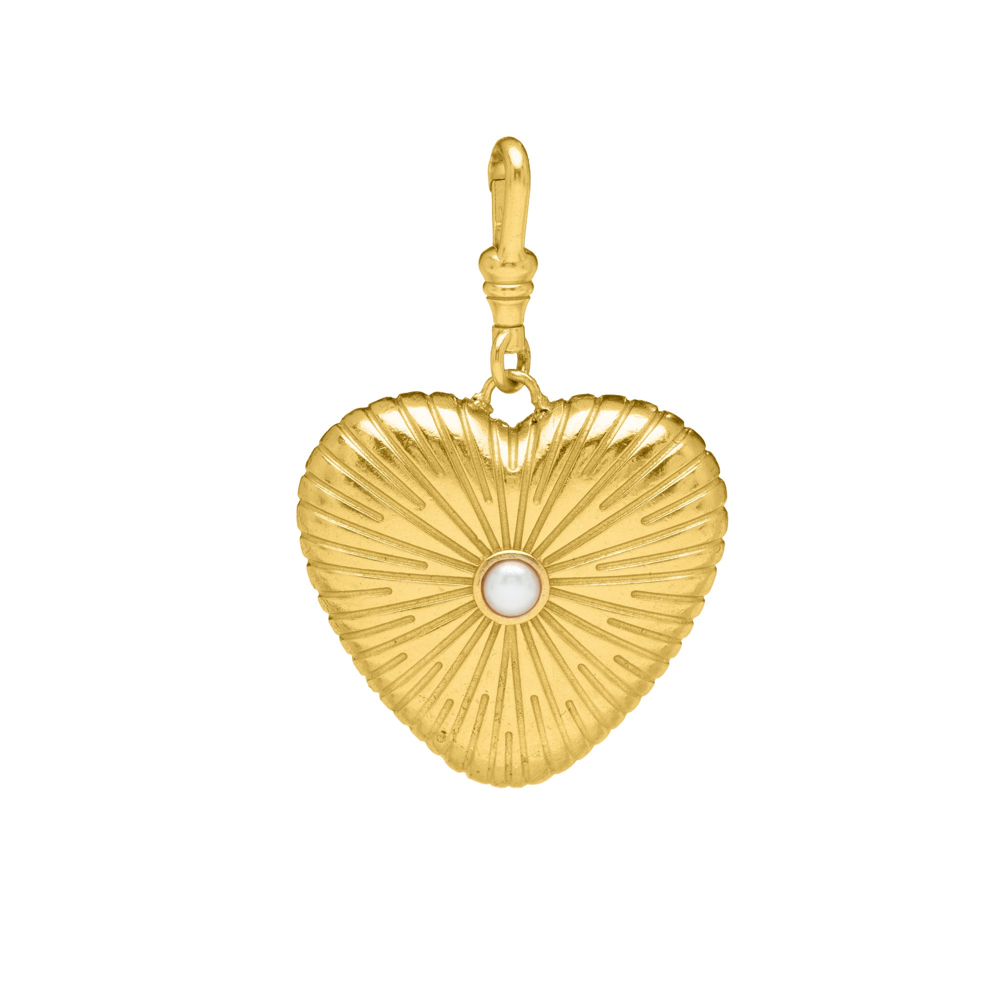 Engraved Puffy Heart Reversible Gemstone Charm