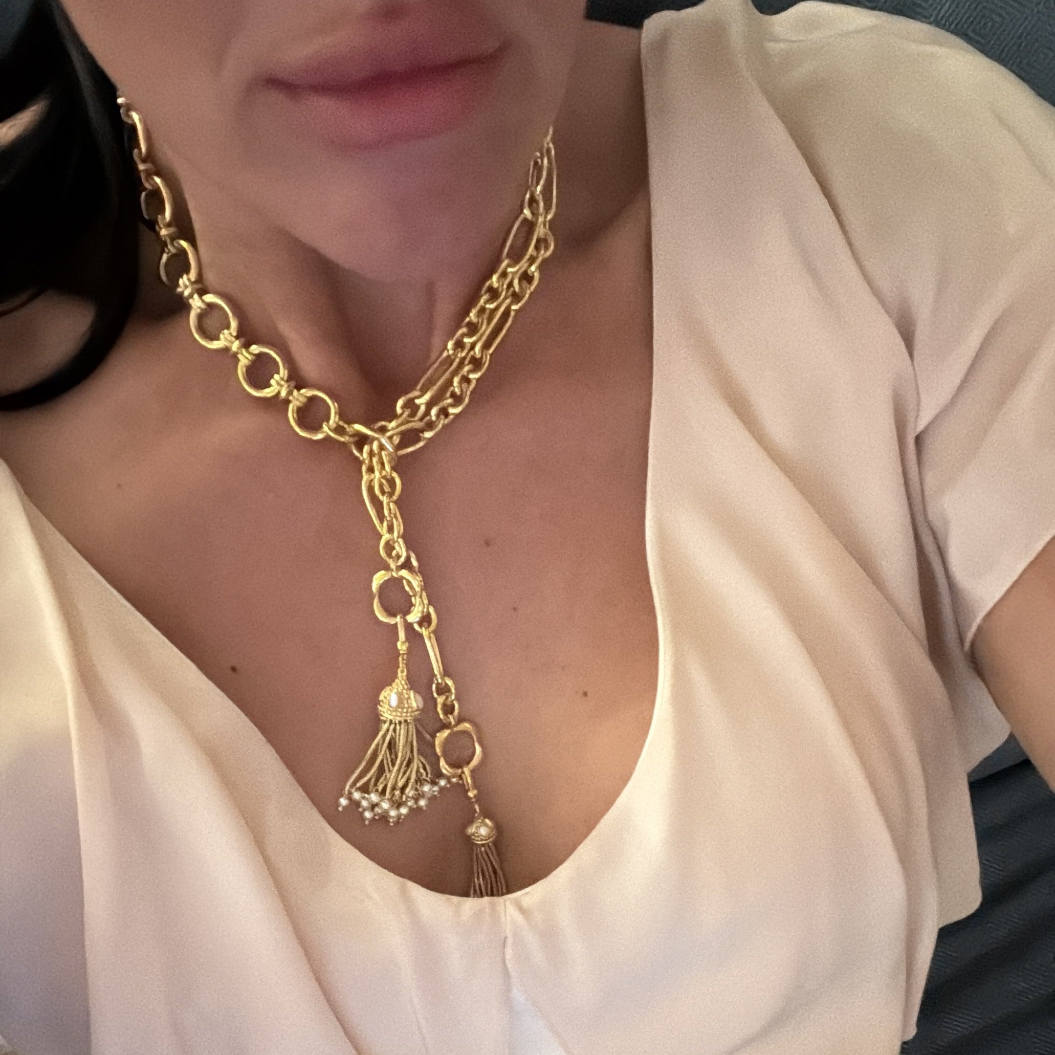 The Odessa: Metal Tassel & Pearl Charm