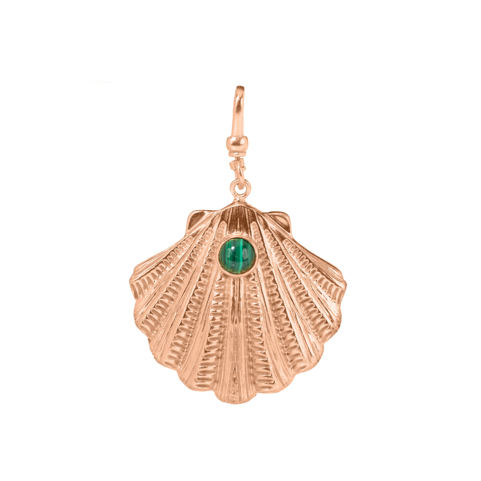The Ariel: Malachite & Pearl Reversible Shell Charm