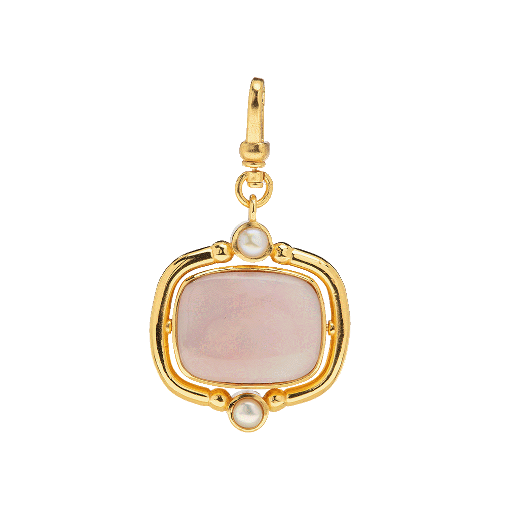 The Odette: 4-in-1 Cushion Gemstone Charm (Lapis Lazuli and Pink Opal)