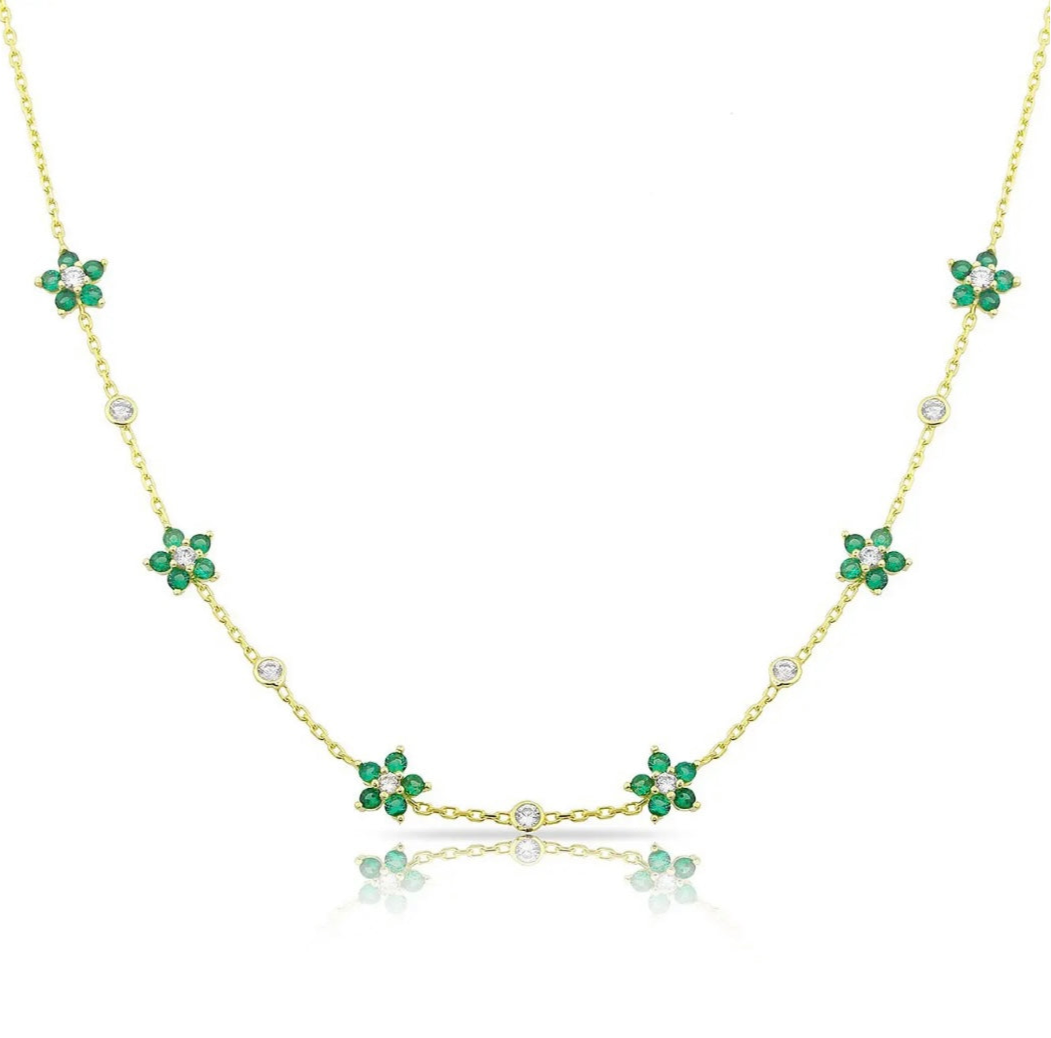 Dainty Gemstone Floral Necklace: The Miriani