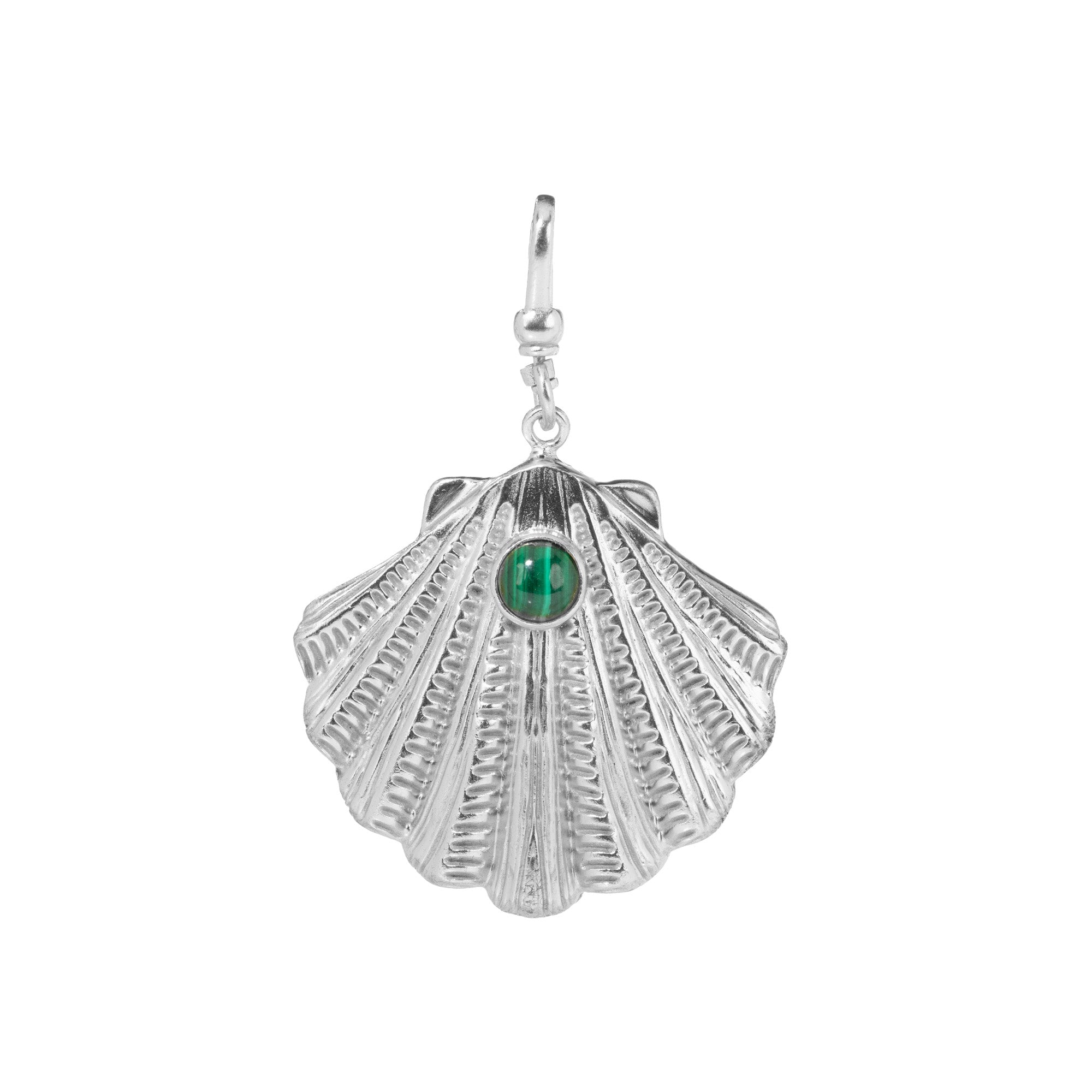 The Ariel: Malachite & Pearl Reversible Shell Charm