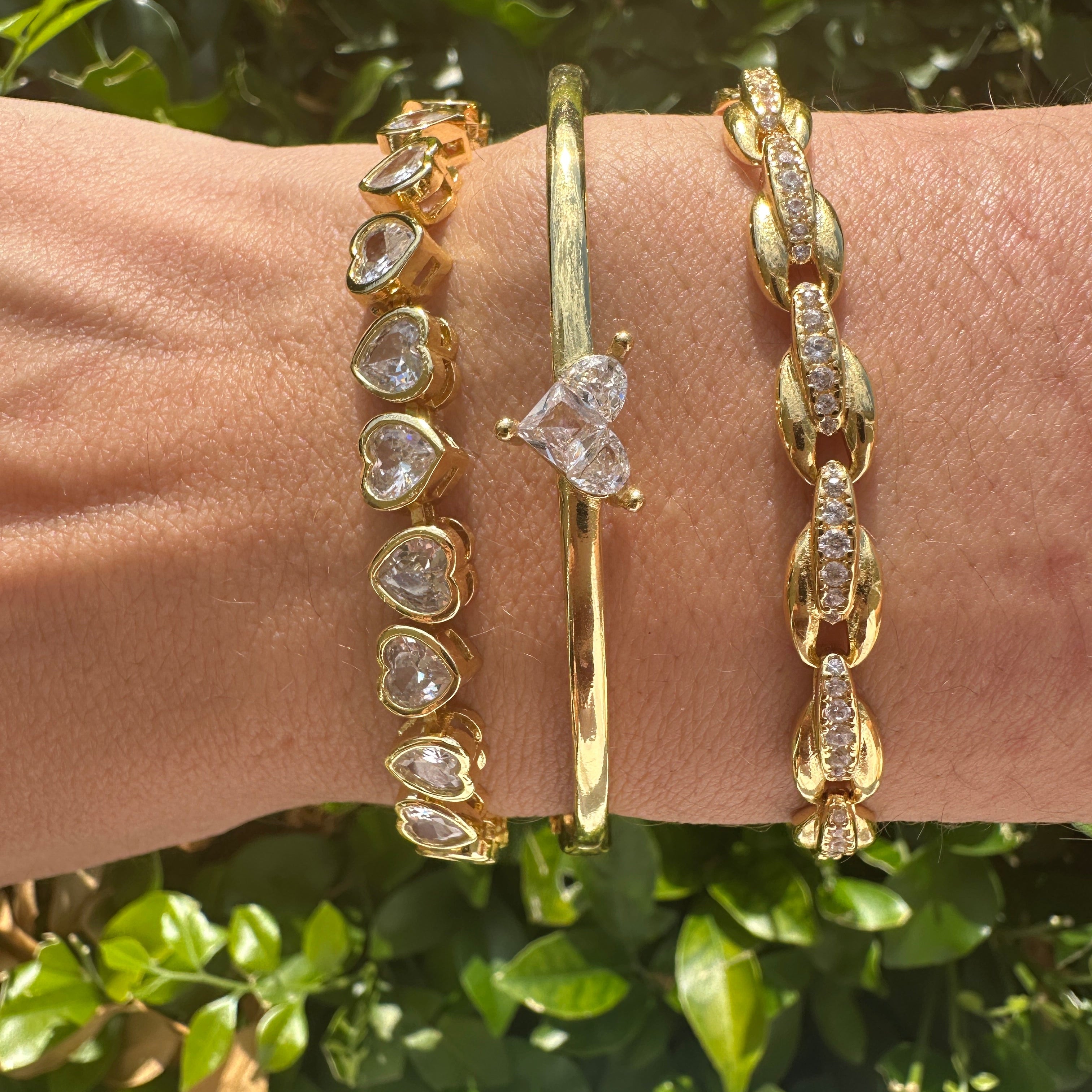 18k Gold Vermeil Cluster Love Heart Tennis Bracelet: The Linda