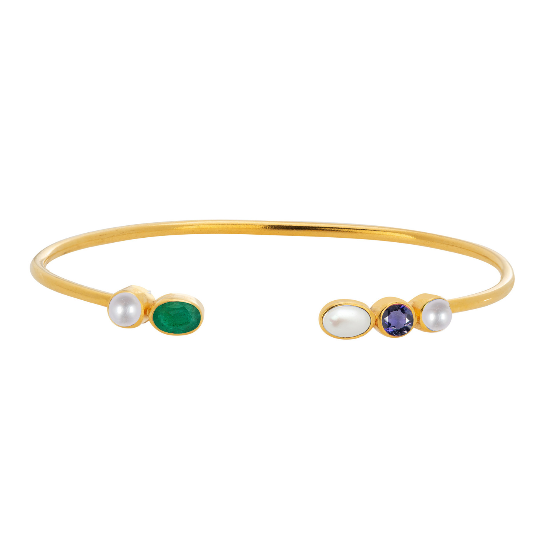 Personalised Birthstone Cuff (5 Gemstones)