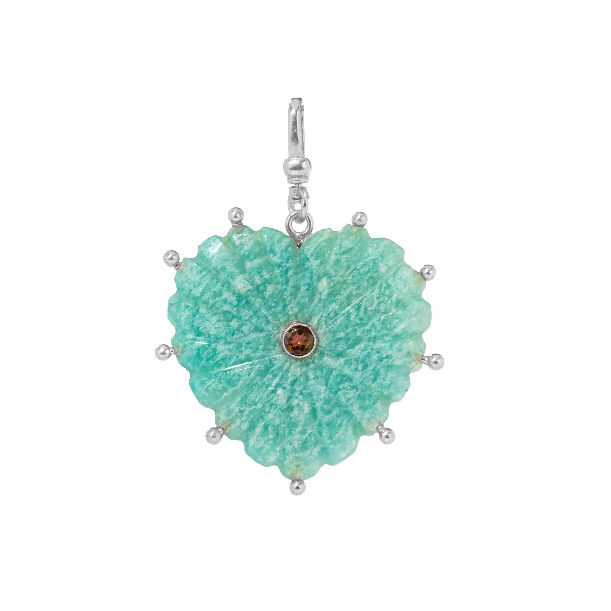 Reversible Carved Amazonite Heart: The Mabel