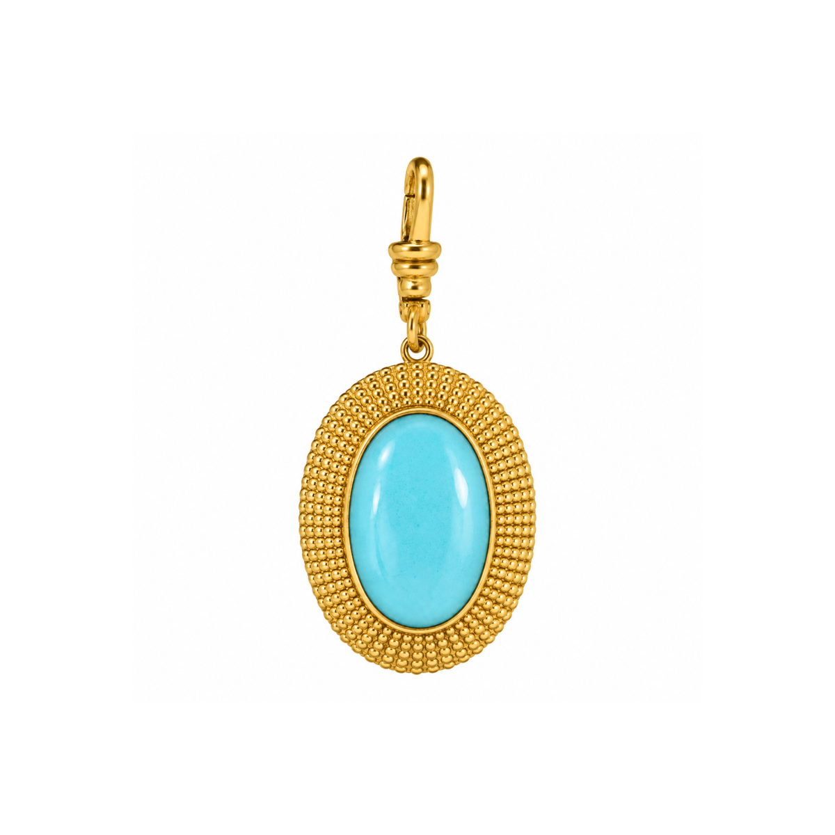 Large Oval Turquoise & Pink Opal Reversible Charm: The Cleopatra
