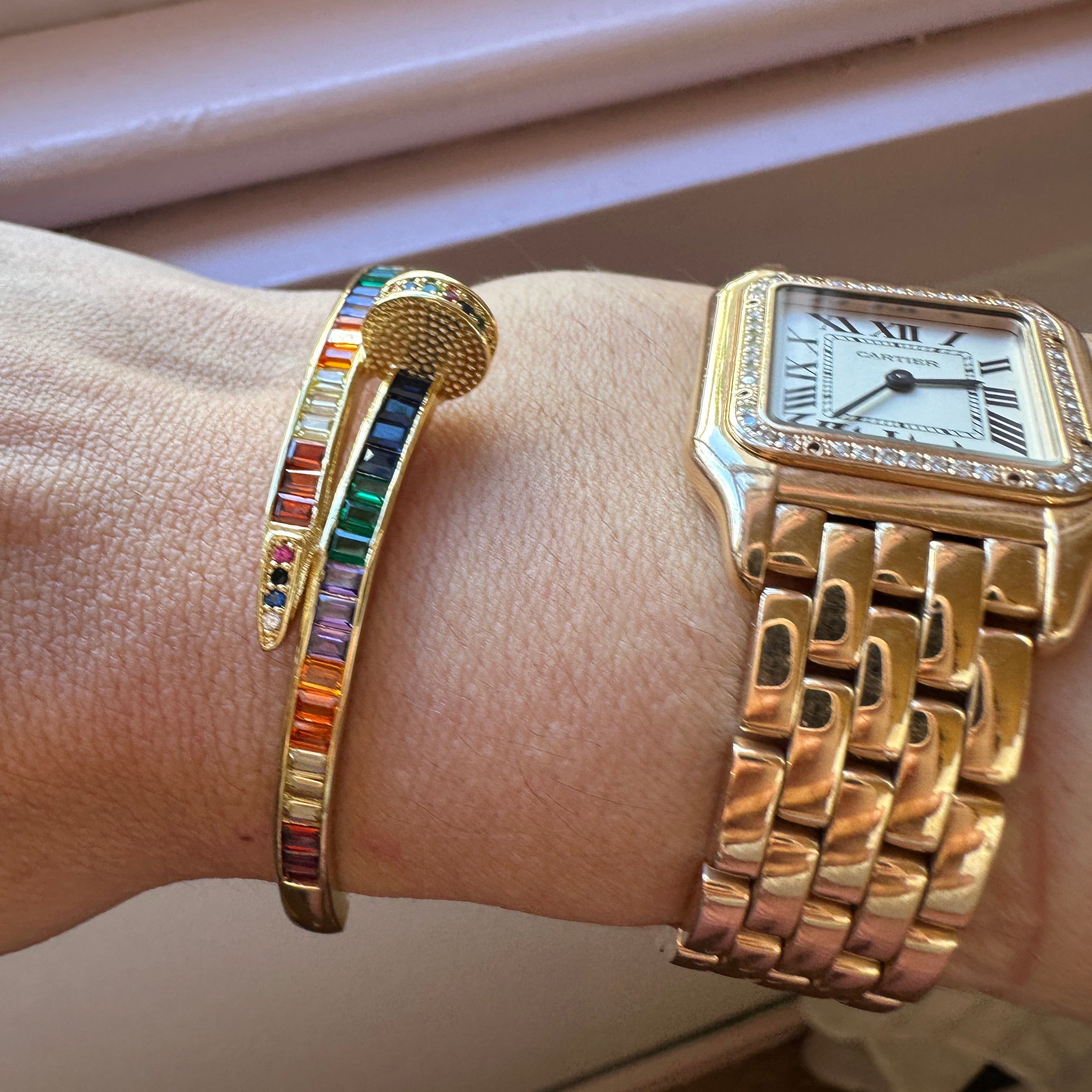 Multi Gemstone Nail Bangle: The Angelica