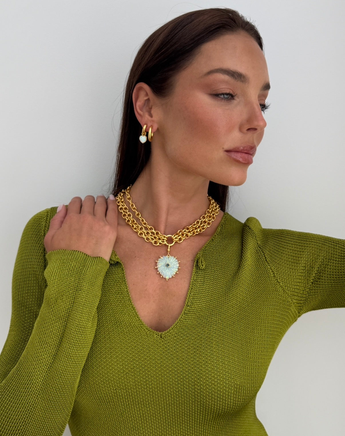 Gold Hoop with heart charm: The Isla