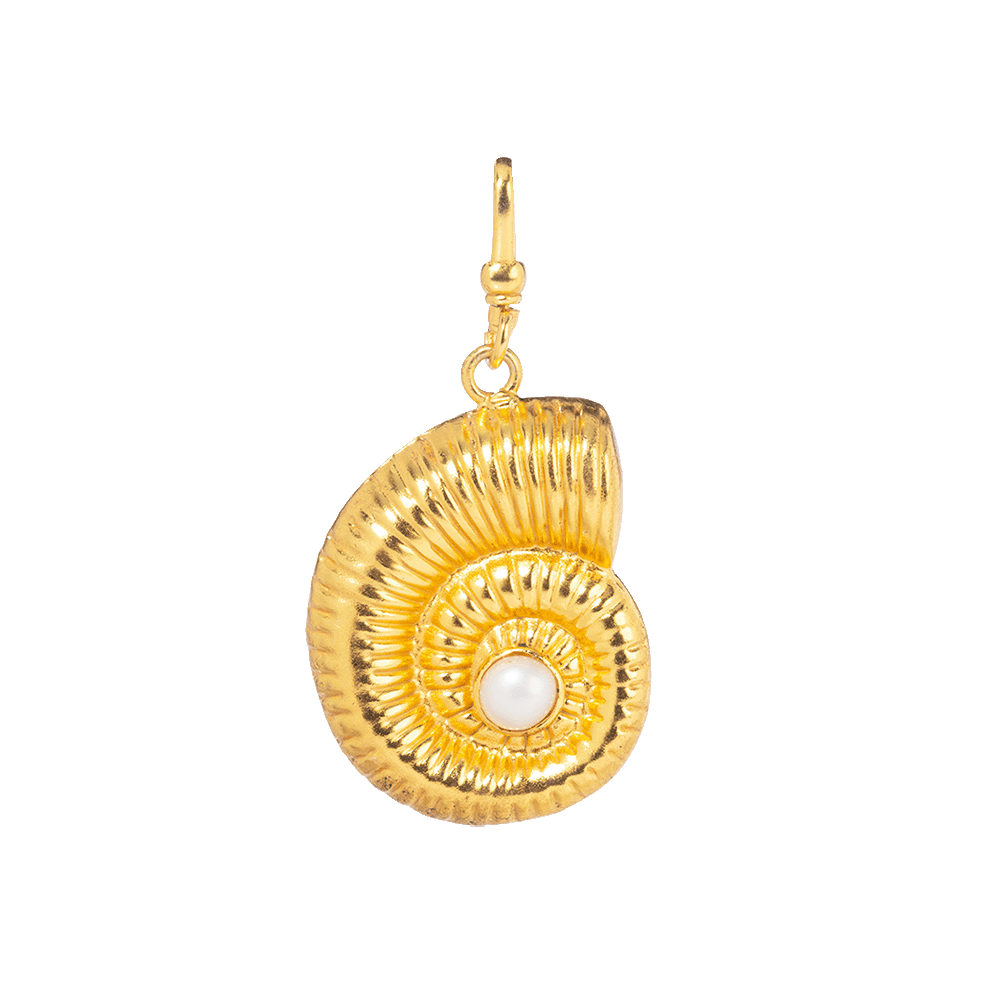 The Aurora: Reversible Ammonite Gold Shell (Lapis & Pearl)