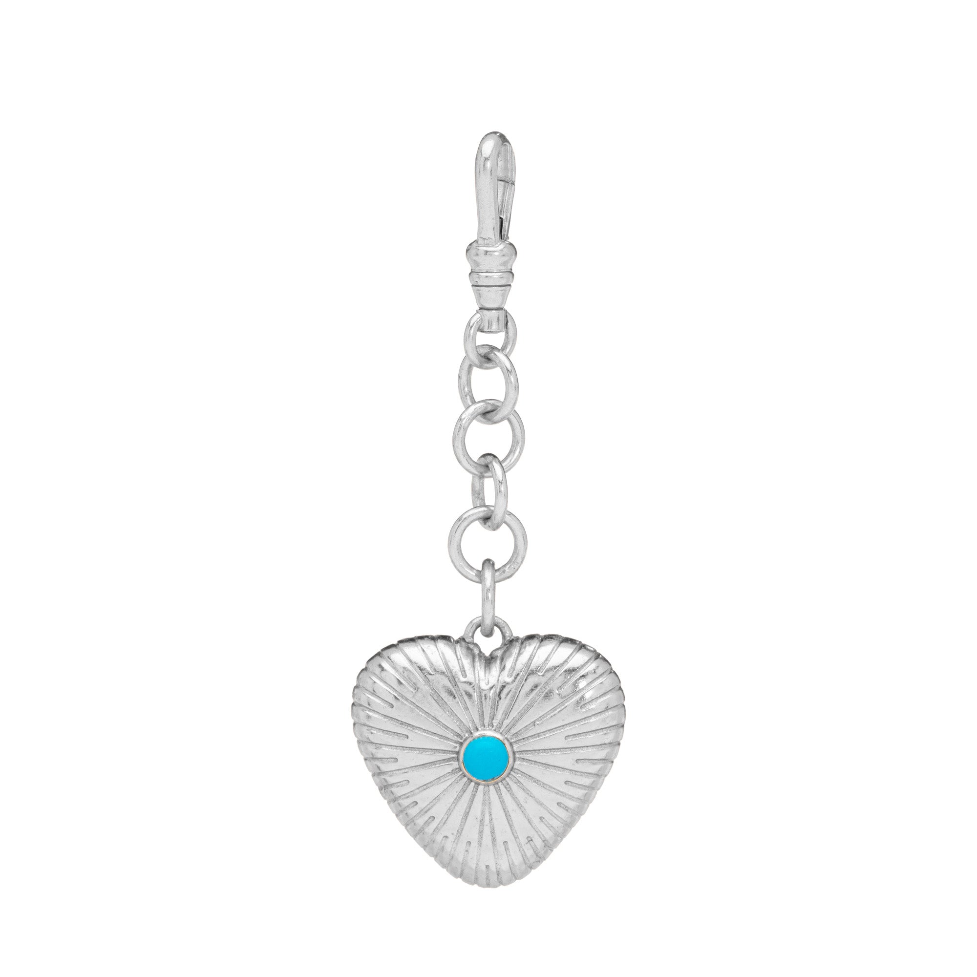 Engraved Puffy Heart Reversible Gemstone Charm