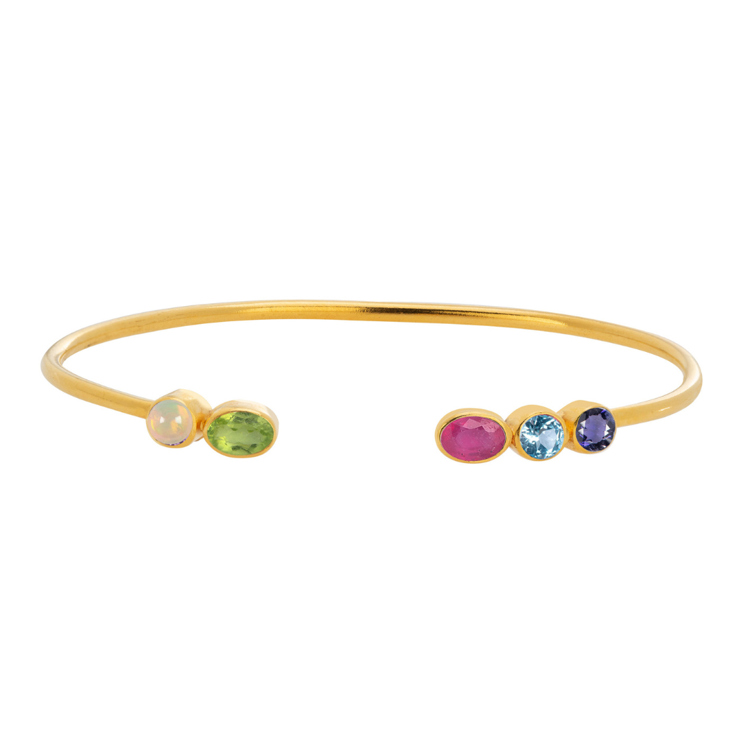 Personalised Birthstone Cuff (5 Gemstones)