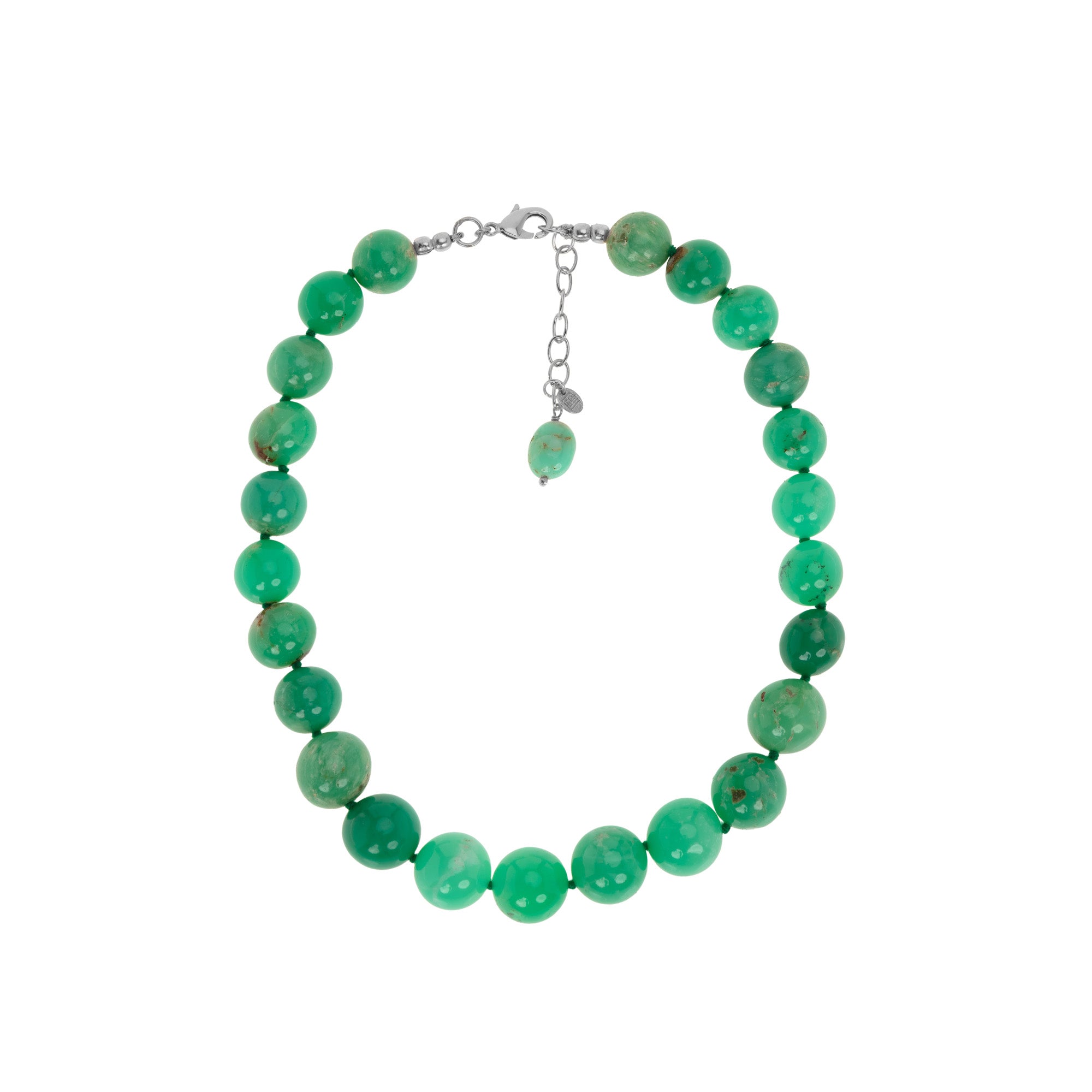 Natural, Round Australian Chrysoprase Necklace: The Ebony