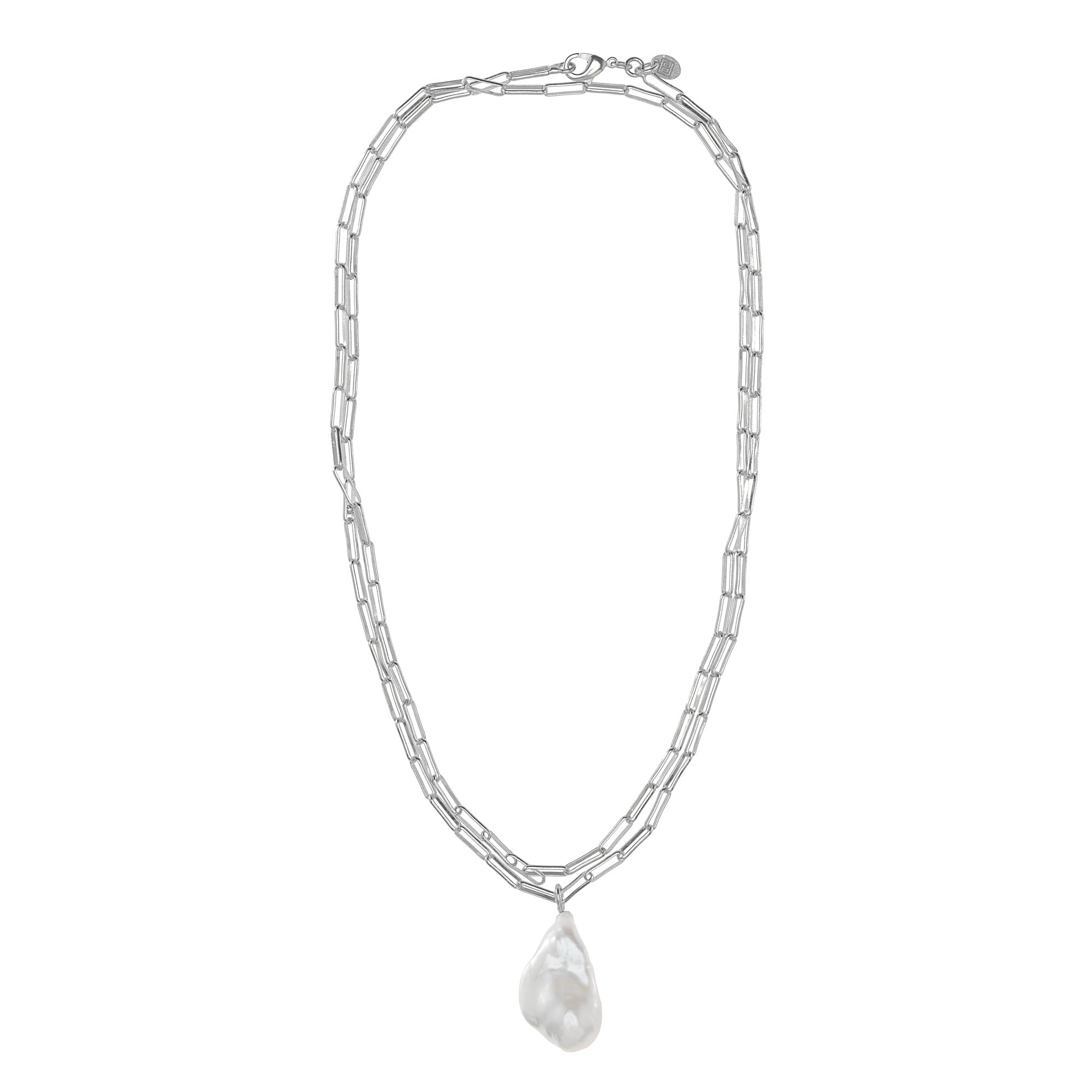 The Payton: Paperclip Chain With Baroque Pearl Necklace