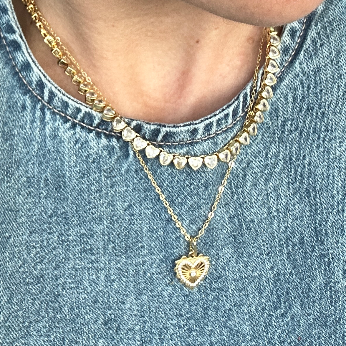 White Topaz Love Heart Necklace: The Arlette