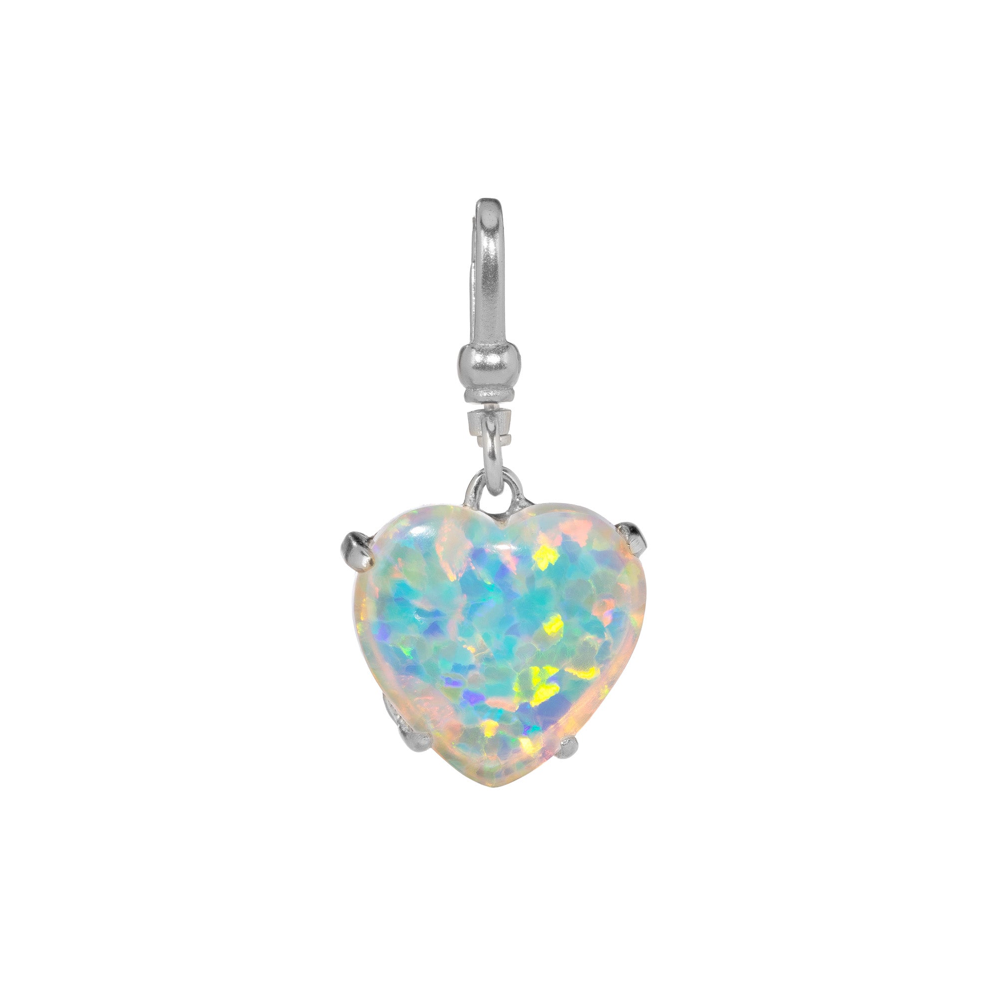 Small Opal Love Heart Charm
