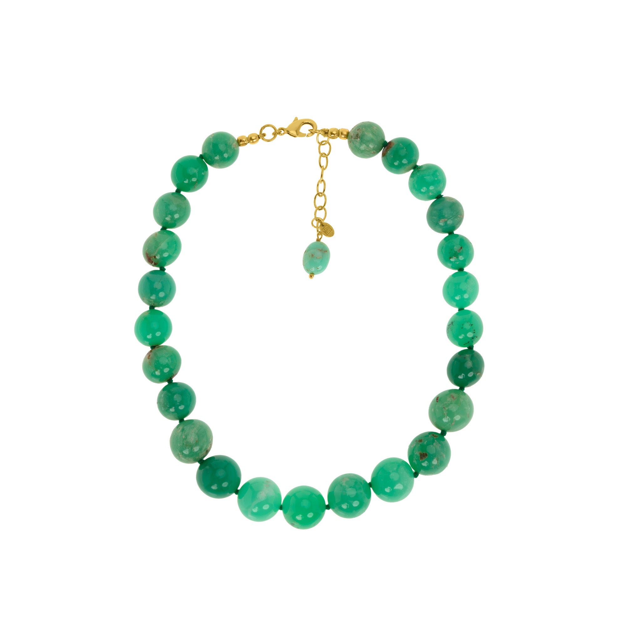 Natural, Round Australian Chrysoprase Necklace: The Ebony