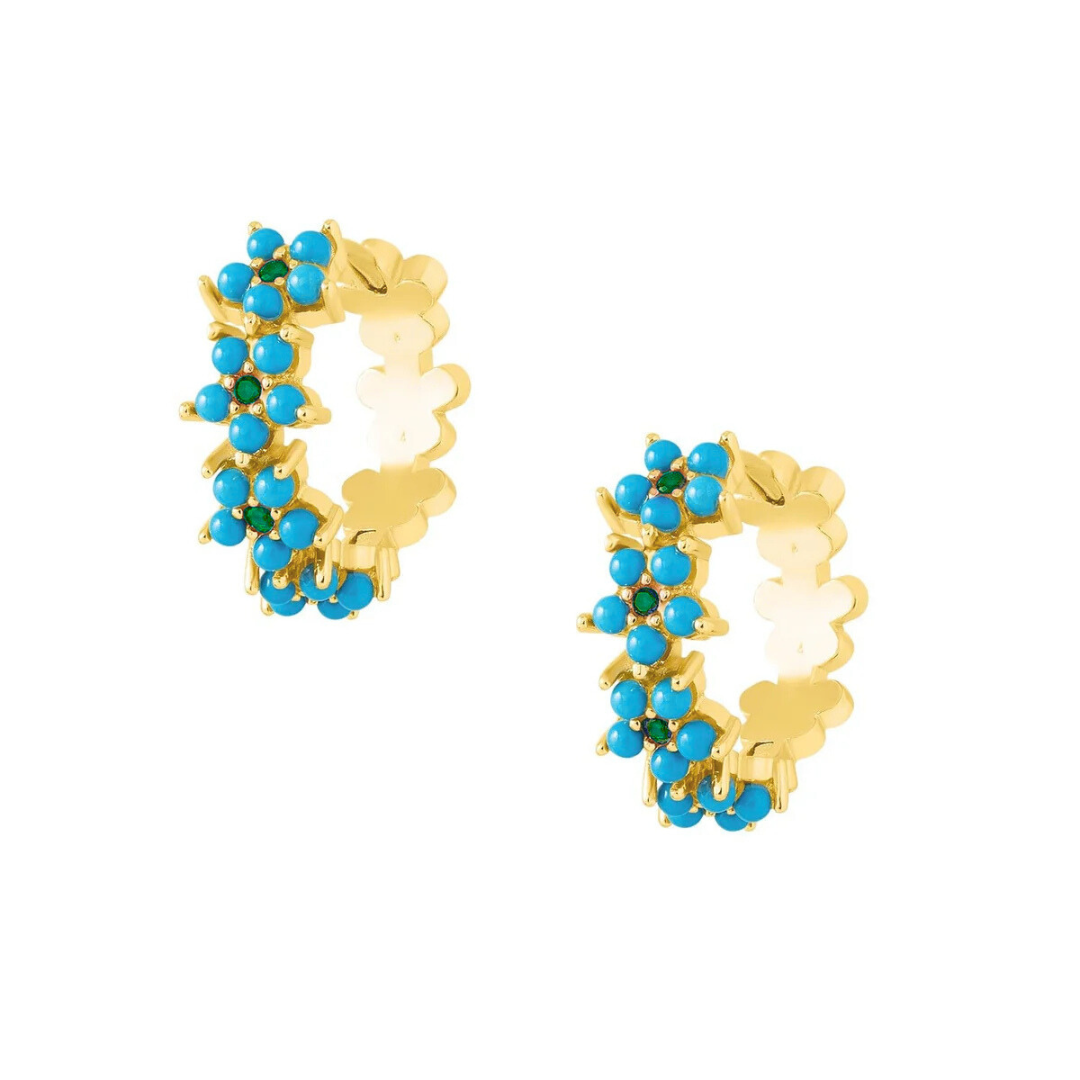 5 for 60% Off - Turquoise and Green Onyx Flower Hoop Earrings: The Steffi
