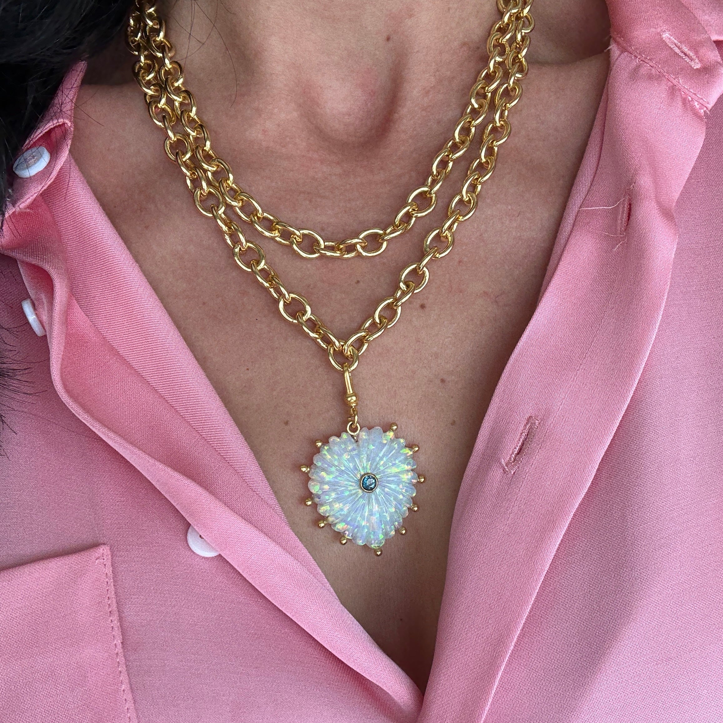 Reversible Carved Opal Heart: The Mabel