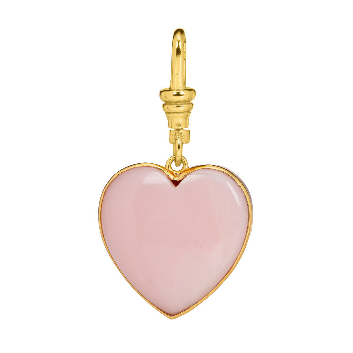 Large Wide Pink Opal and Puffy Heart Reversible Charm: The Justine