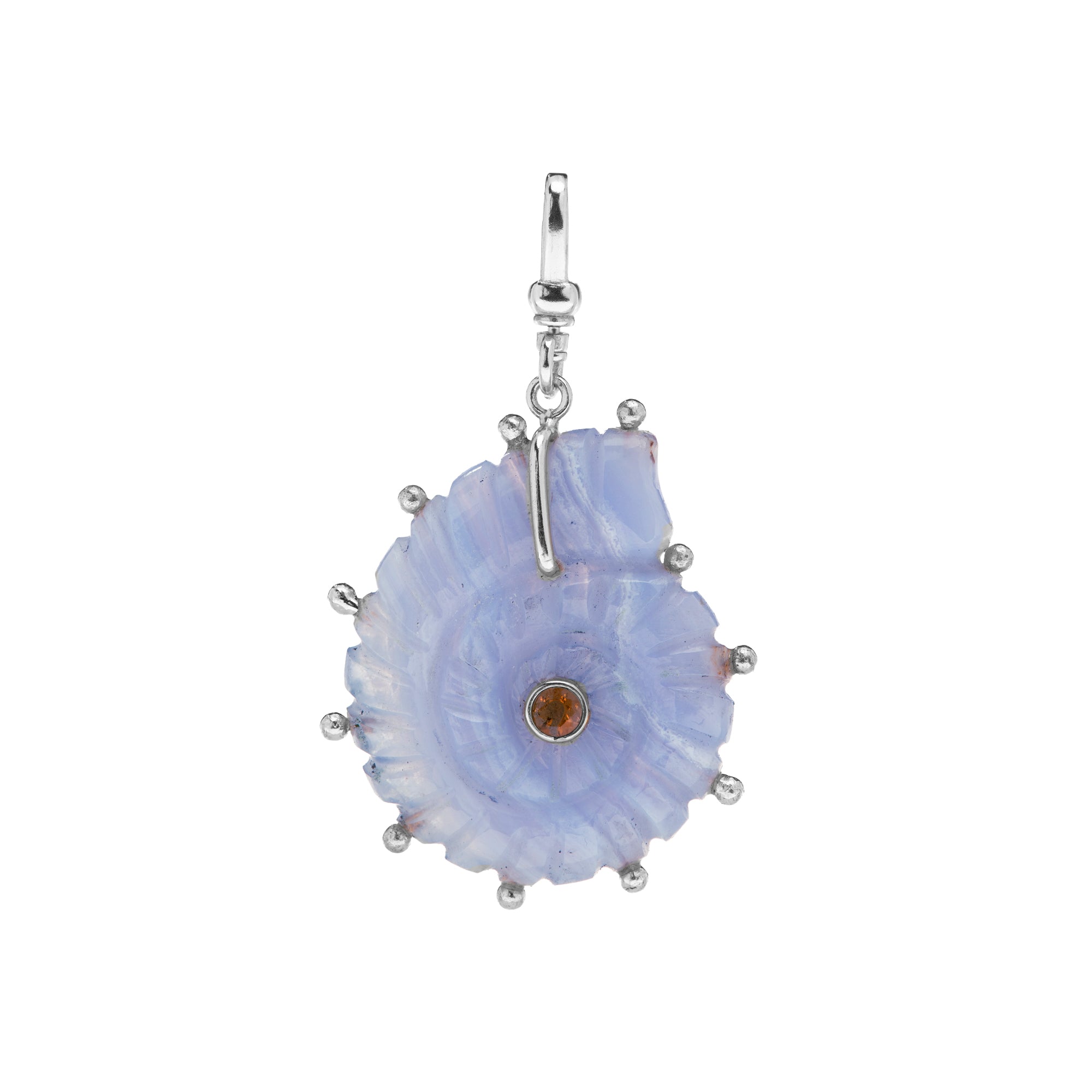 The Marina: Reversible Carved Blue Lace Ammonite Shell