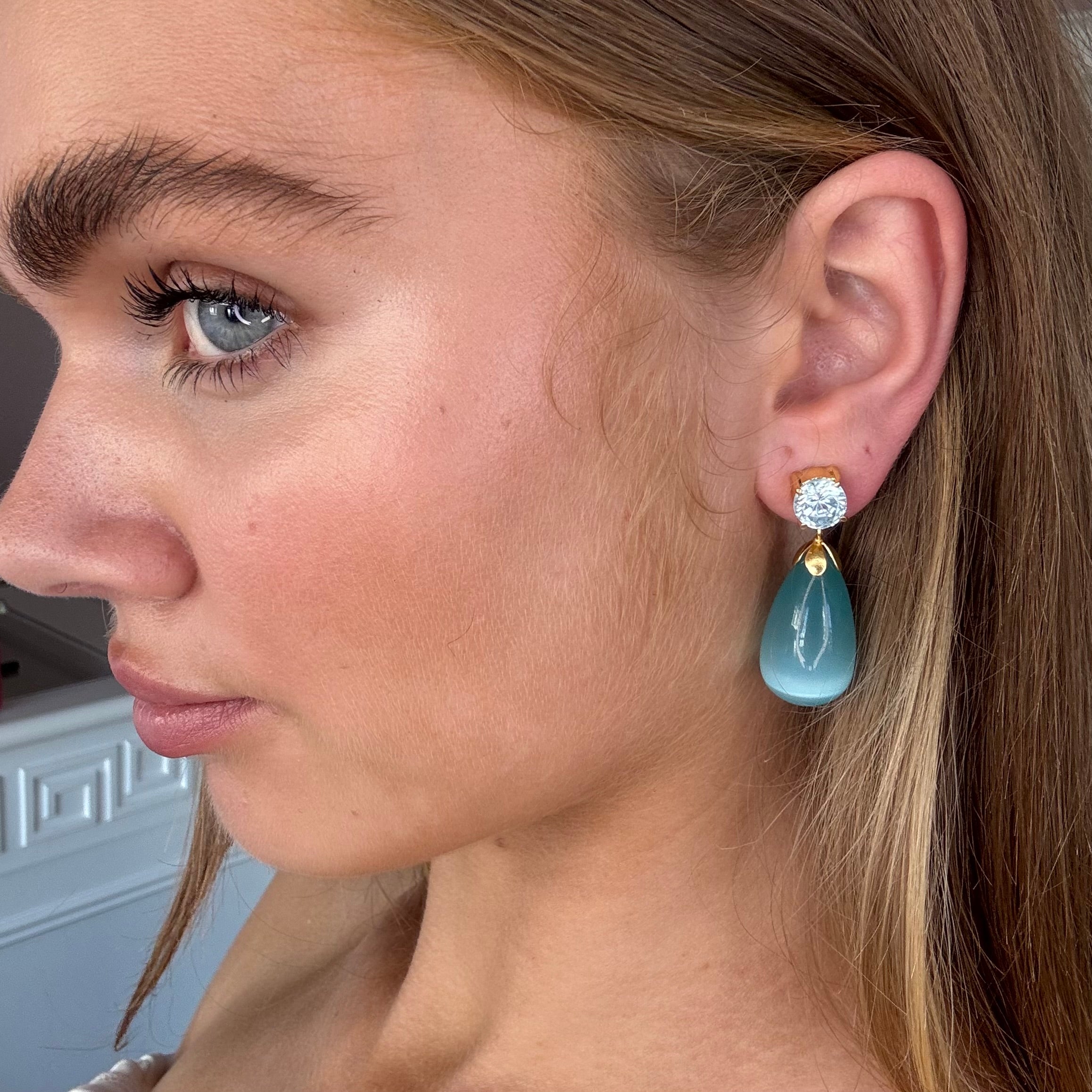 Gemstone & Cat's Eye Drop Earrings: The Loren