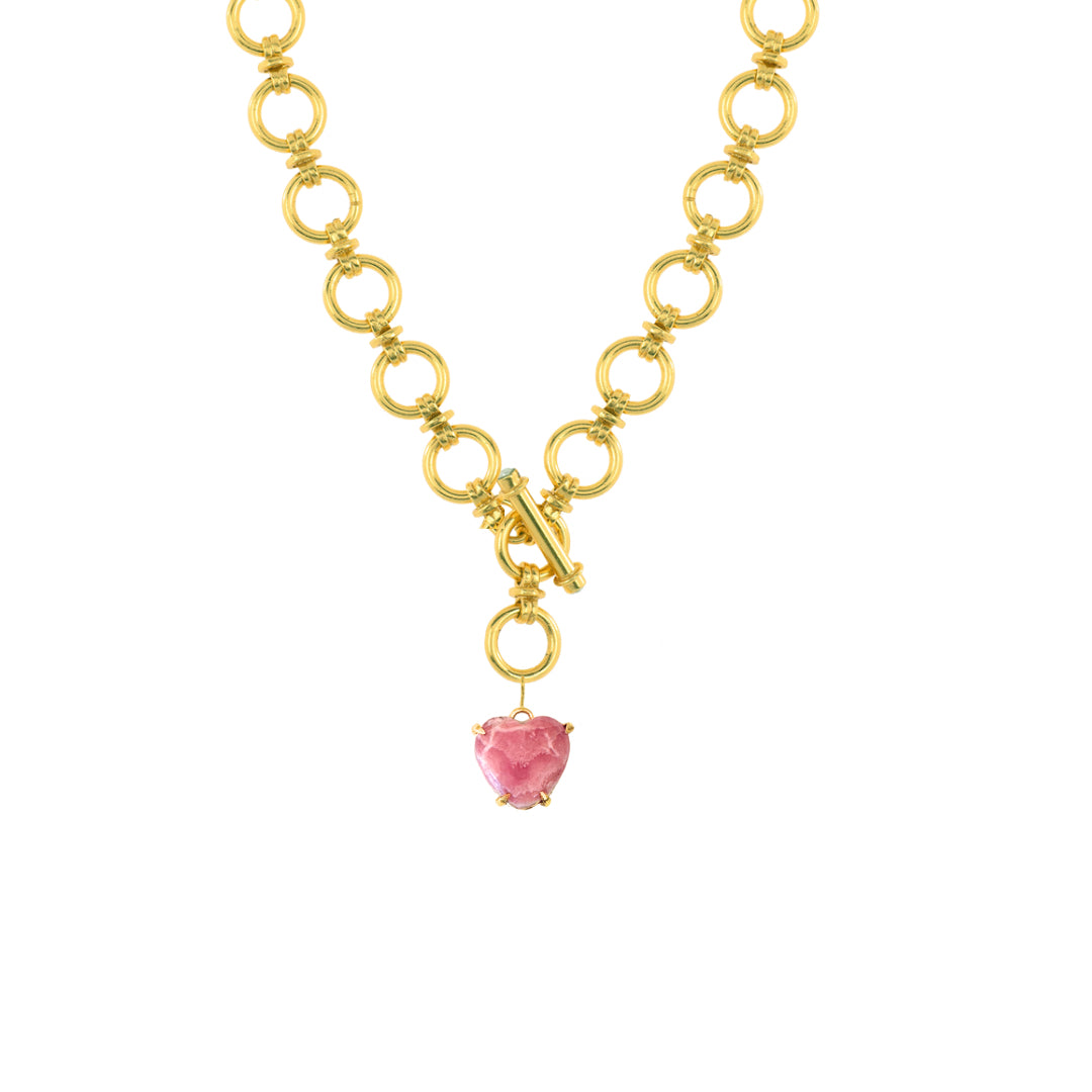 Rhodochrosite Love Heart Charm