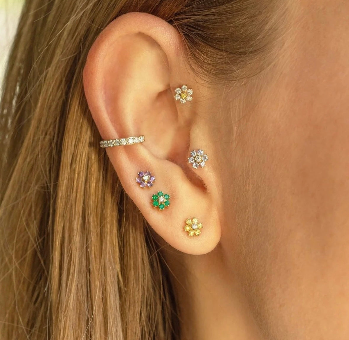 Dainty Gemstone Flower Studs: The Alysia