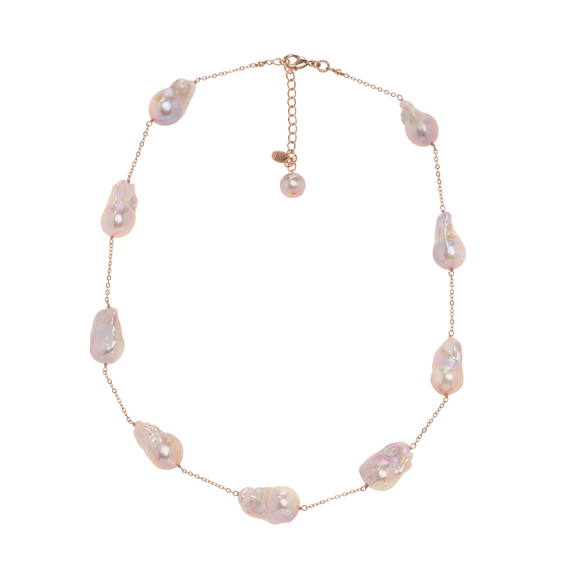 The Annabelle: Pink Baroque Pearl & Chain Necklace