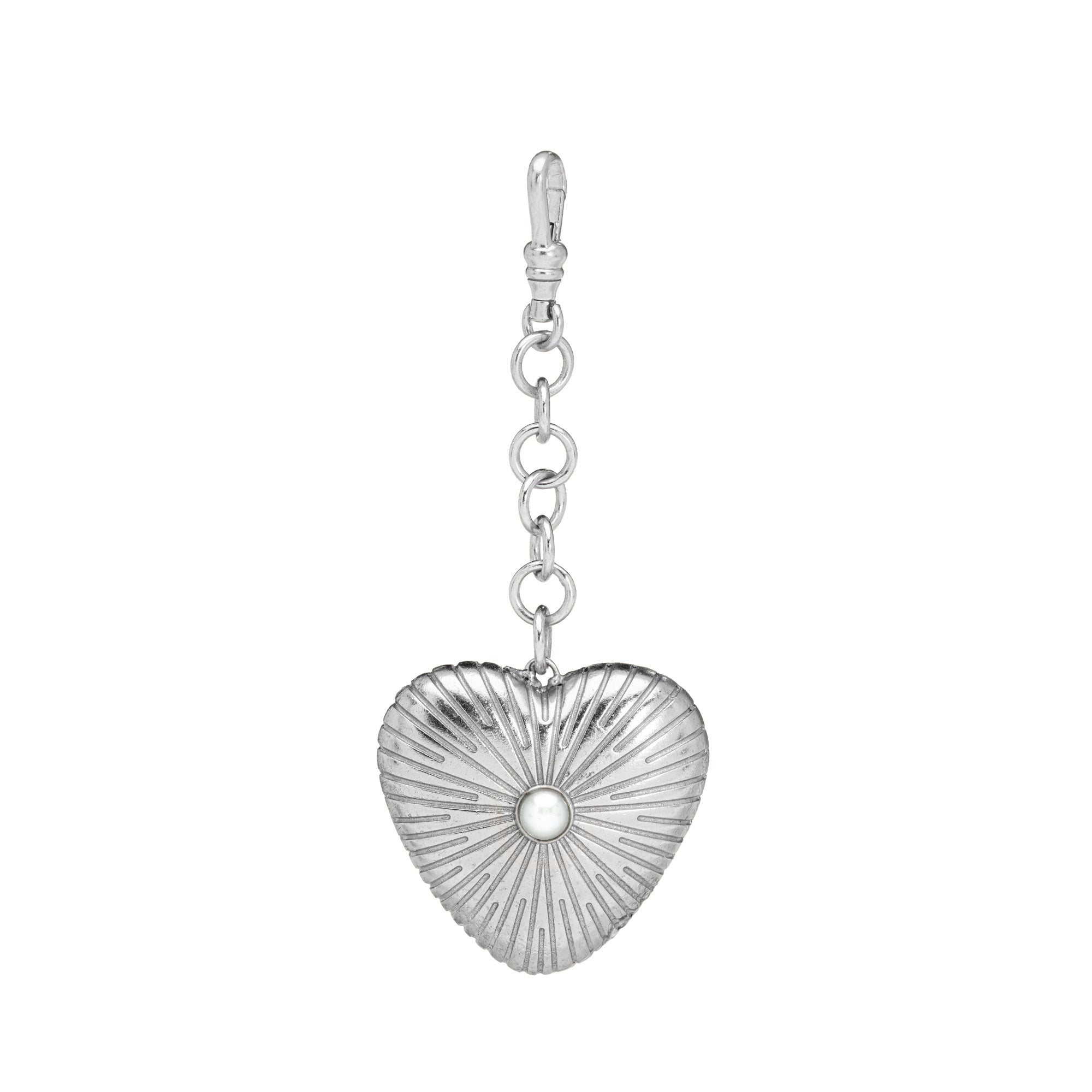 Engraved Puffy Heart Reversible Gemstone Charm