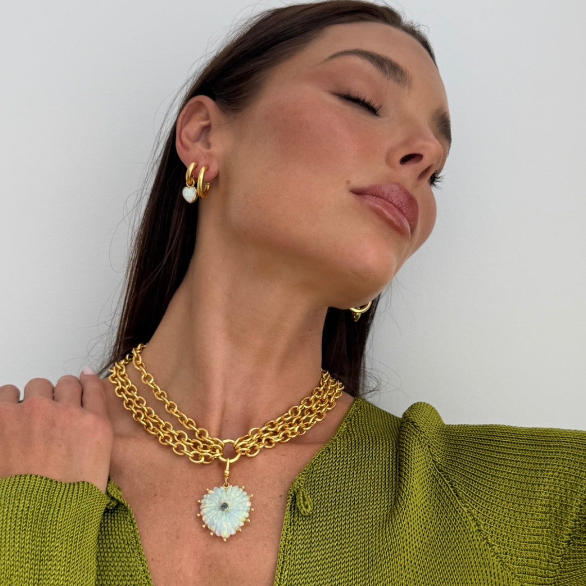 Hoop With Detachable Gemstone Heart Charm: The Isla