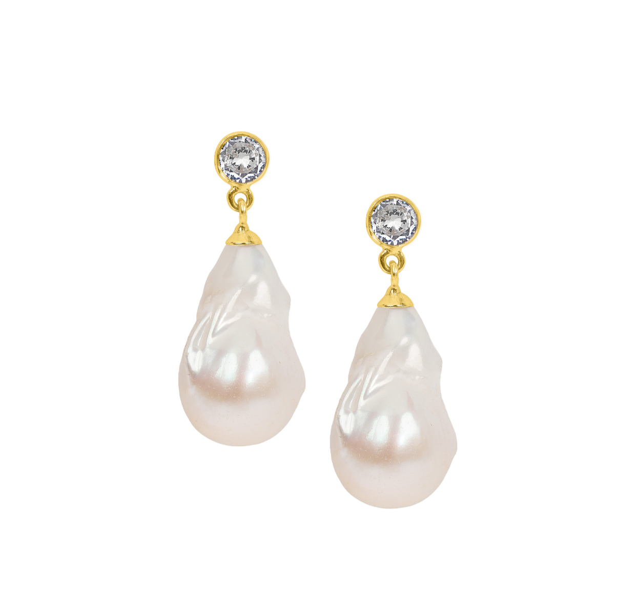 The Brianne: White Topaz & Baroque Pearl Earring