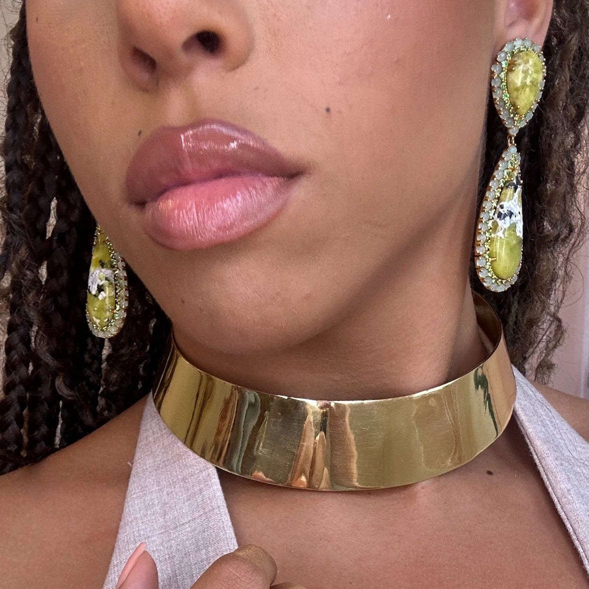 Lizardite Drop Earrings: The Irena