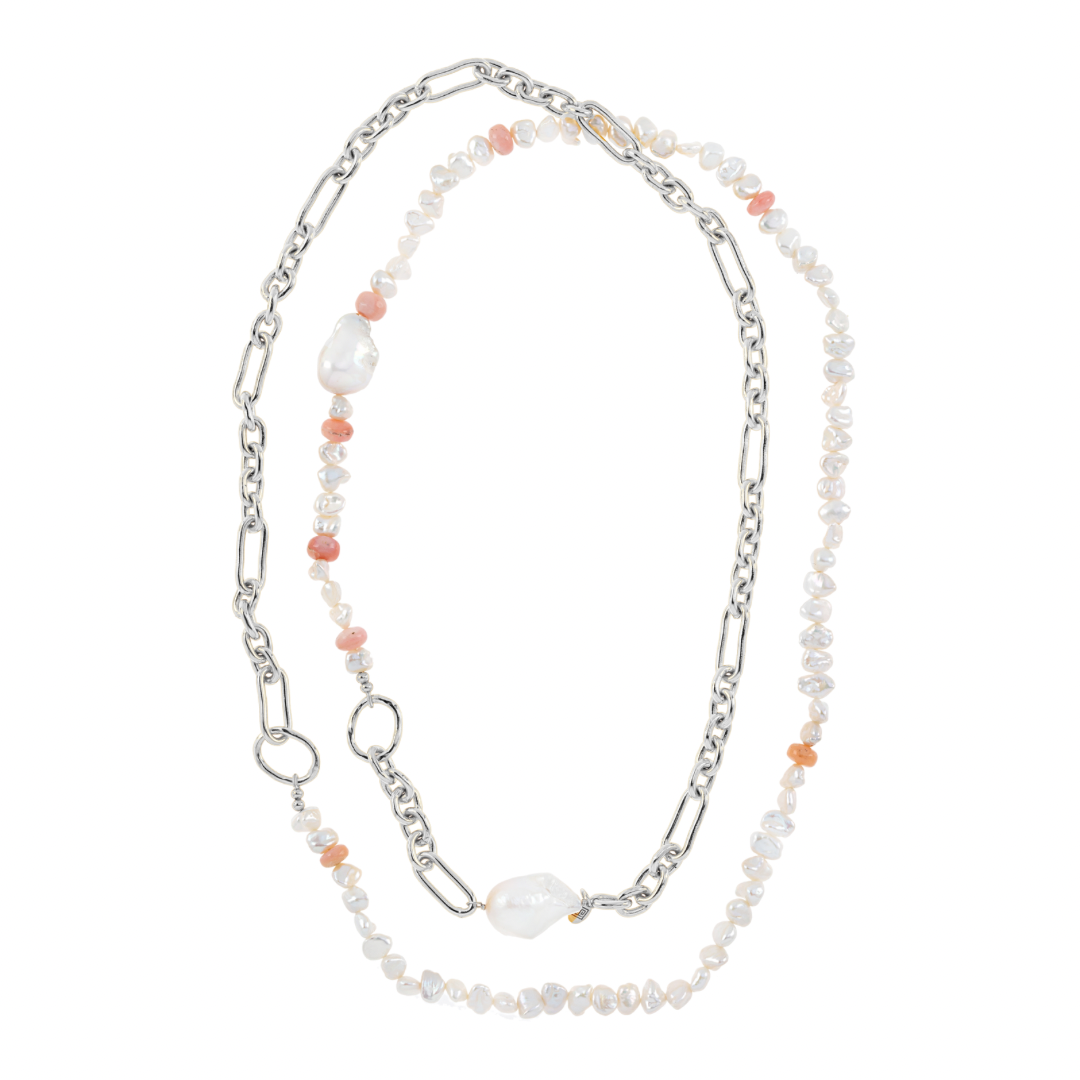 Link & Natural Pearl Necklace: The Greta