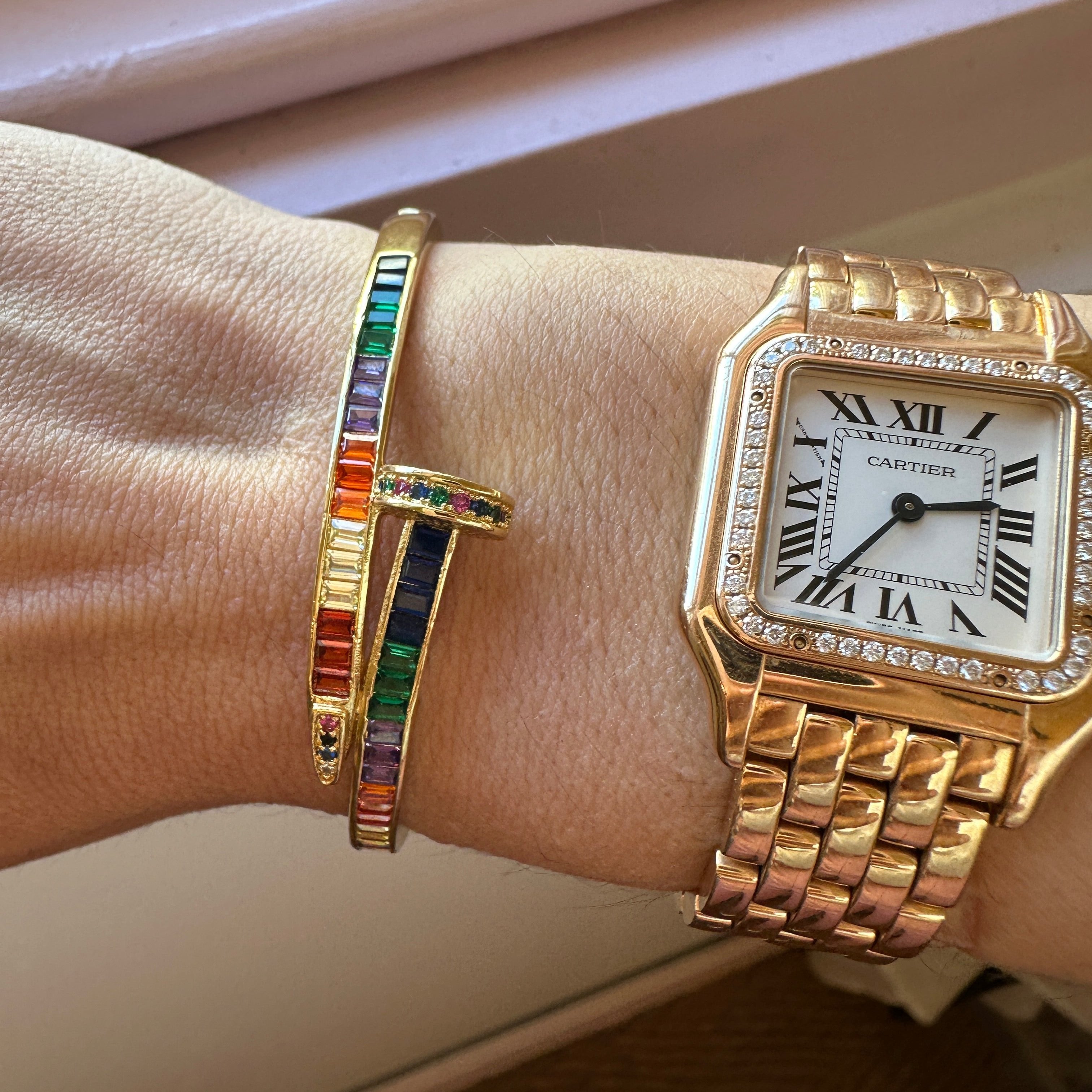 Multi Gemstone Nail Bangle: The Angelica