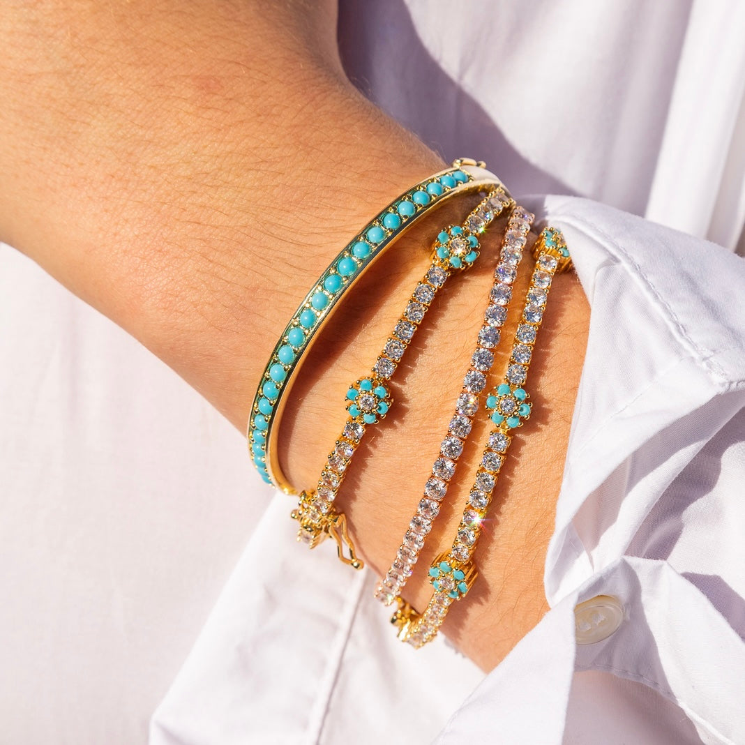 Turquoise Encrusted Bangle: The Chloe