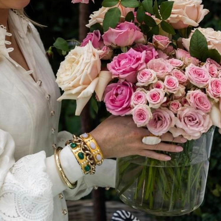 The Viviene: Gemstone & Pearl Cuff Bracelet