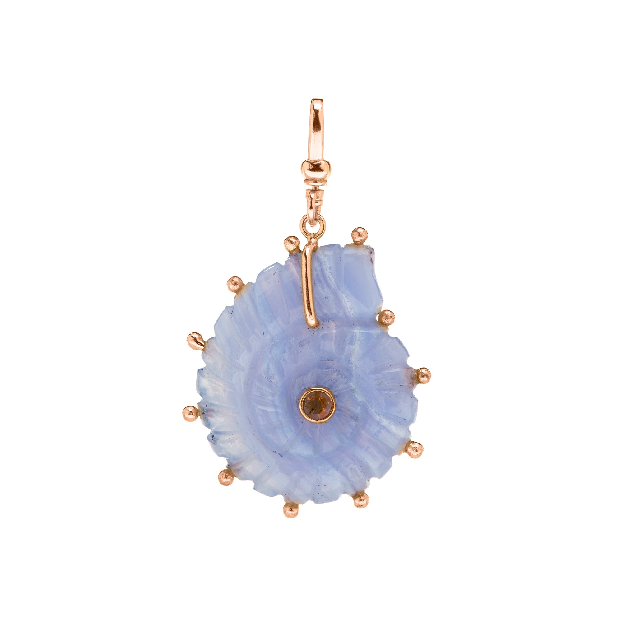 The Marina: Reversible Carved Blue Lace Ammonite Shell