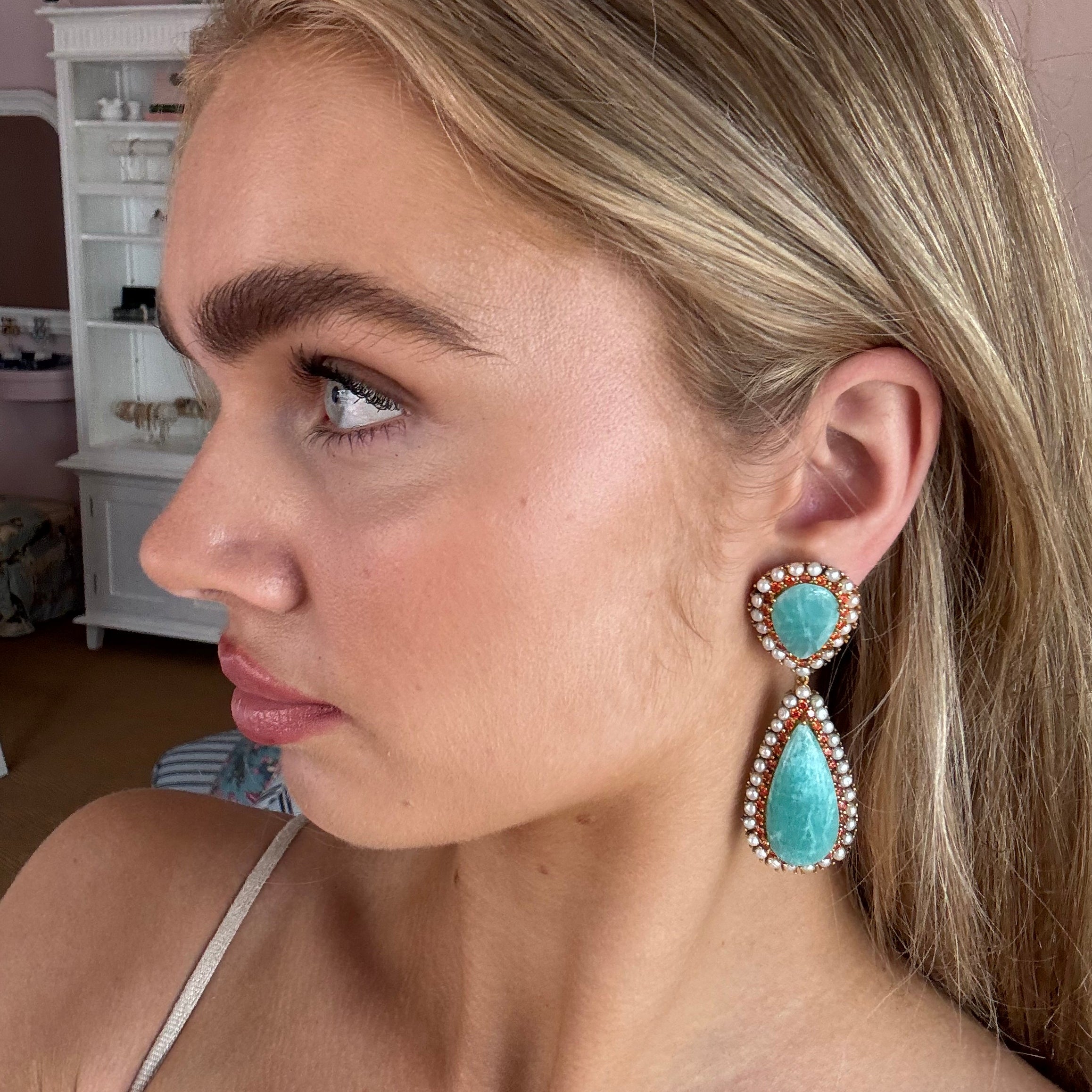 Amazonite Drop Earrings: The Irena