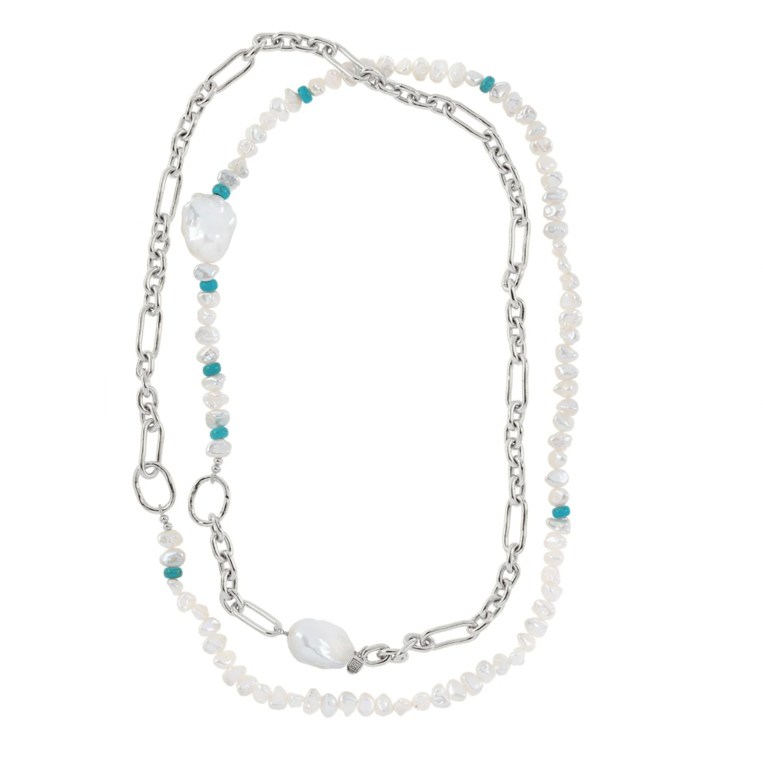 Link & Natural Pearl Necklace: The Greta