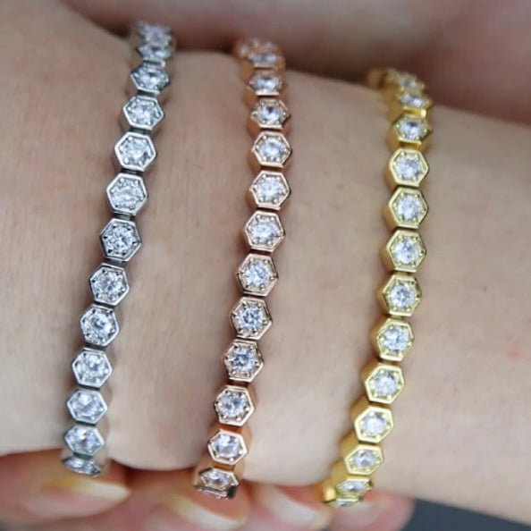 Hexagonal Stone Tennis Bracelet: The Lorinda