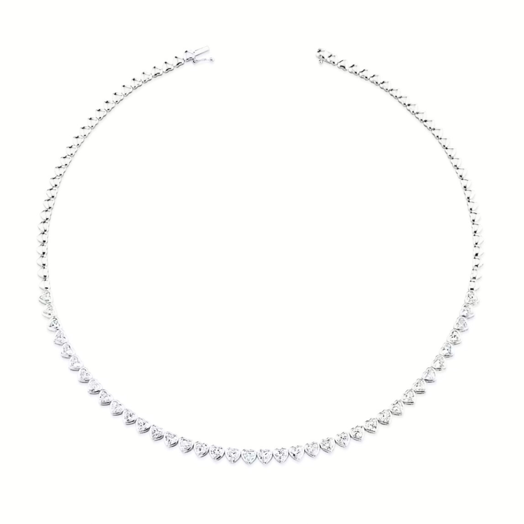 Sterling Silver White Topaz Heart Tennis Necklace: The Lucy