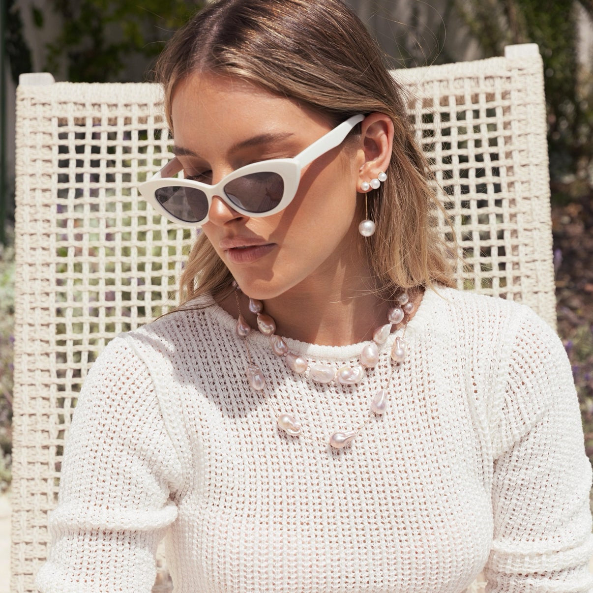 Pearl Climber and Pearl Drop earrings: The Portia